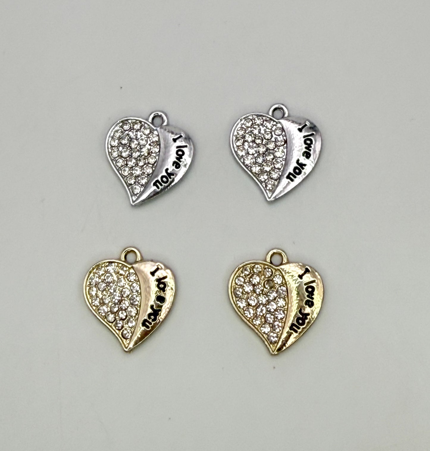 I Love You Gold & Silver Heart DIY Charms