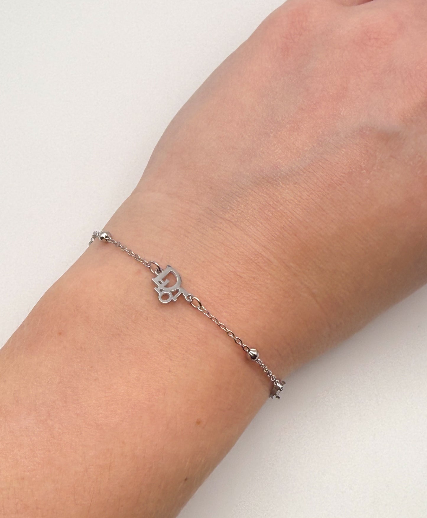 Silver Dior Designer Adjustable Bracelet