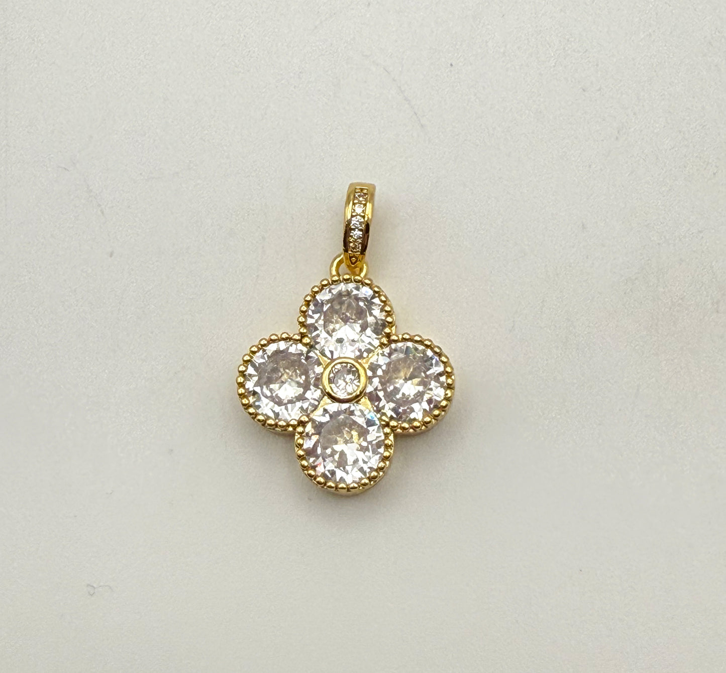 Gold Clover Design with Zircon DIY Pendant
