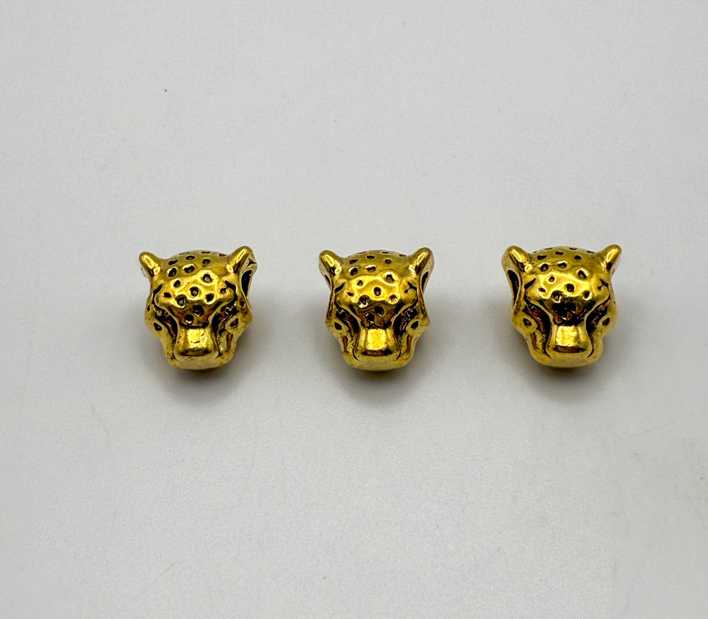 Leopard Head Gold & Silver Spacer Charm Beads