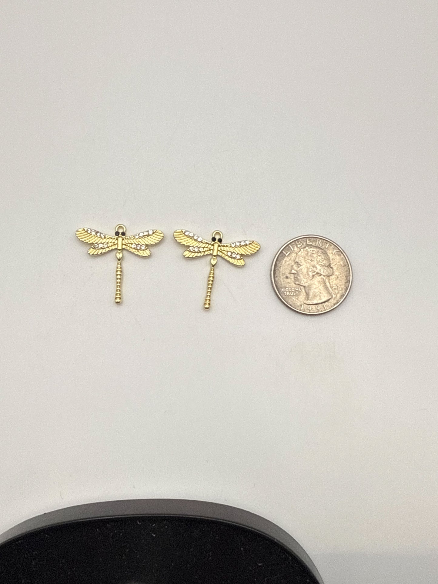 Gold Sparkling Dragonfly DIY Charm