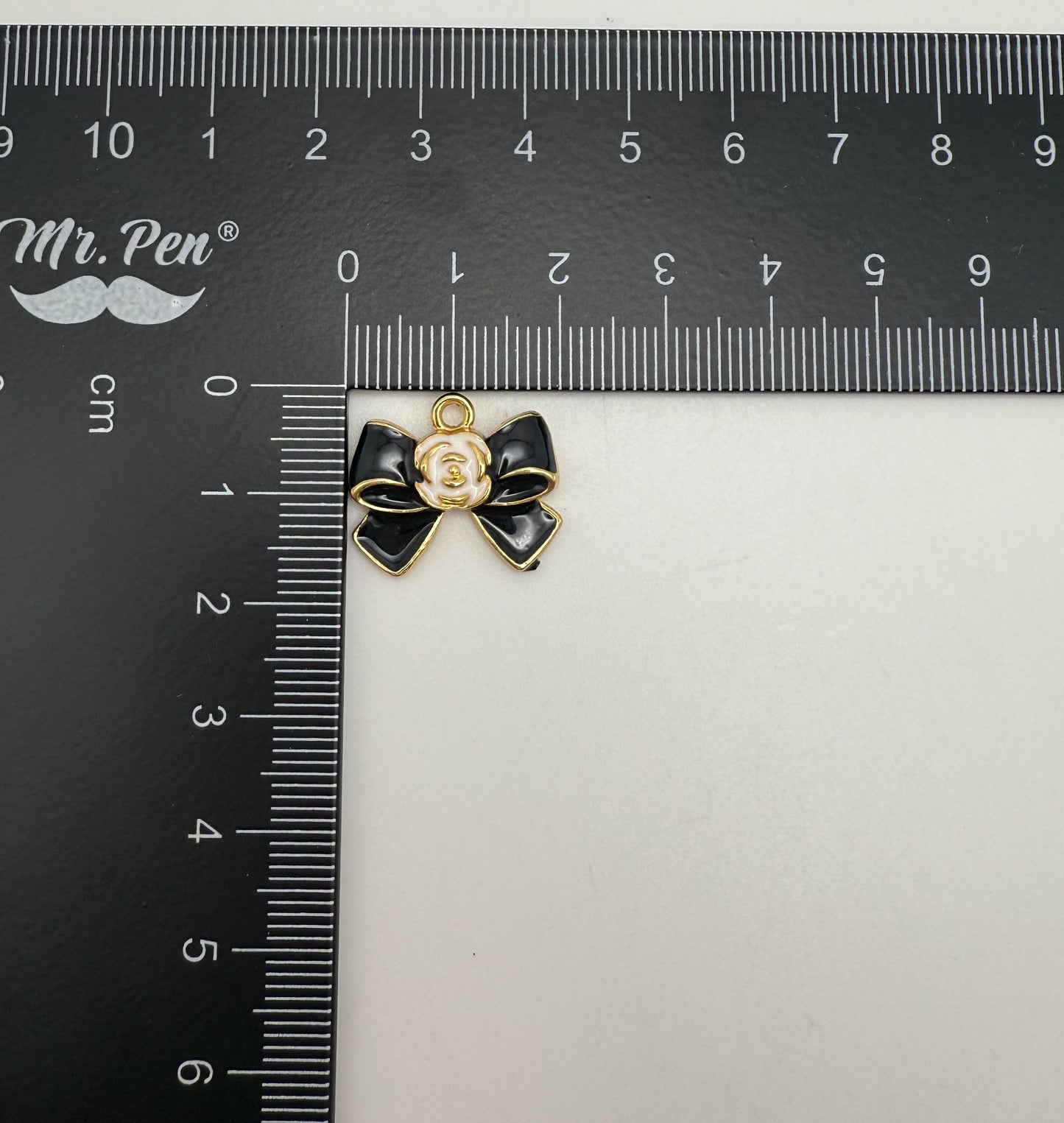 CC Inspired Gold Black & White Flower Bow tie DIY Metal Charm