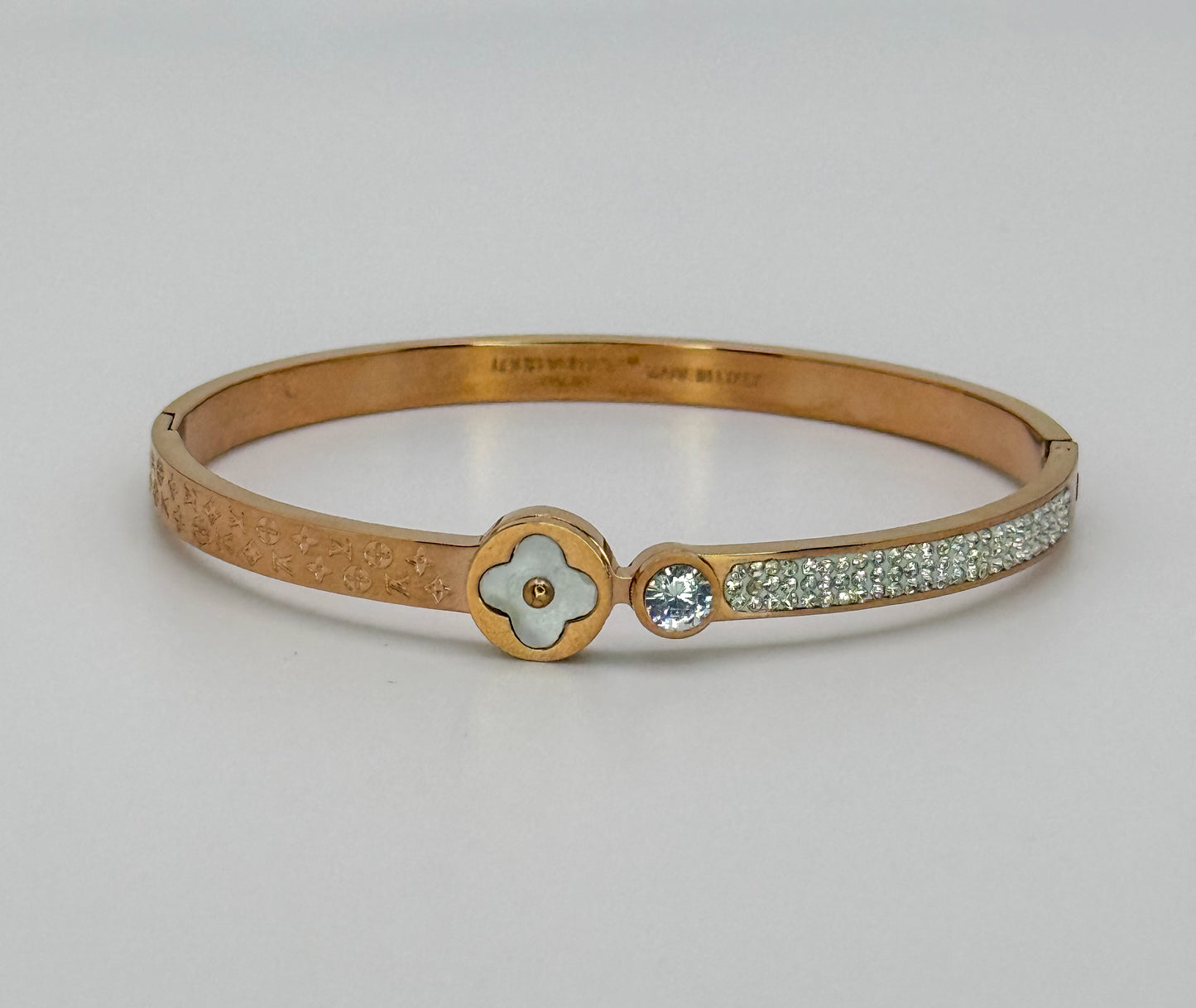 LV Designer Rose Gold Stainless Steel Bangle Bracelet