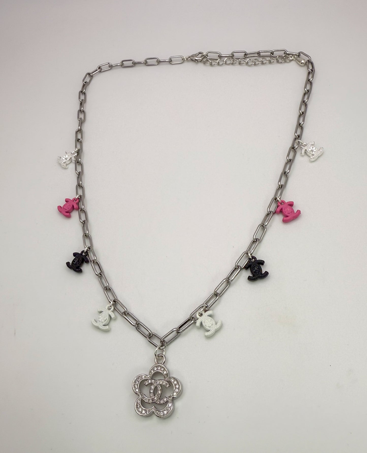 Silver CC Designer Charm Necklaces