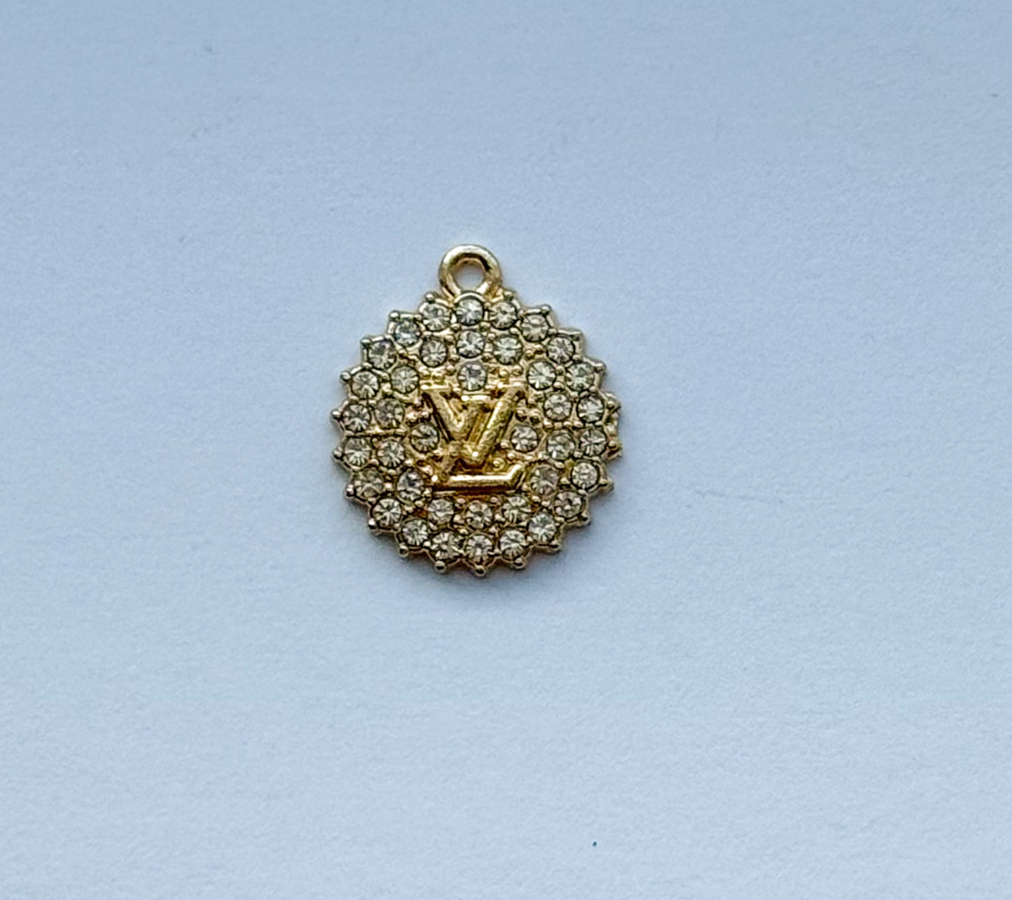 Gold & Silver LV Zircon Covered Fancy Round DIY Charms