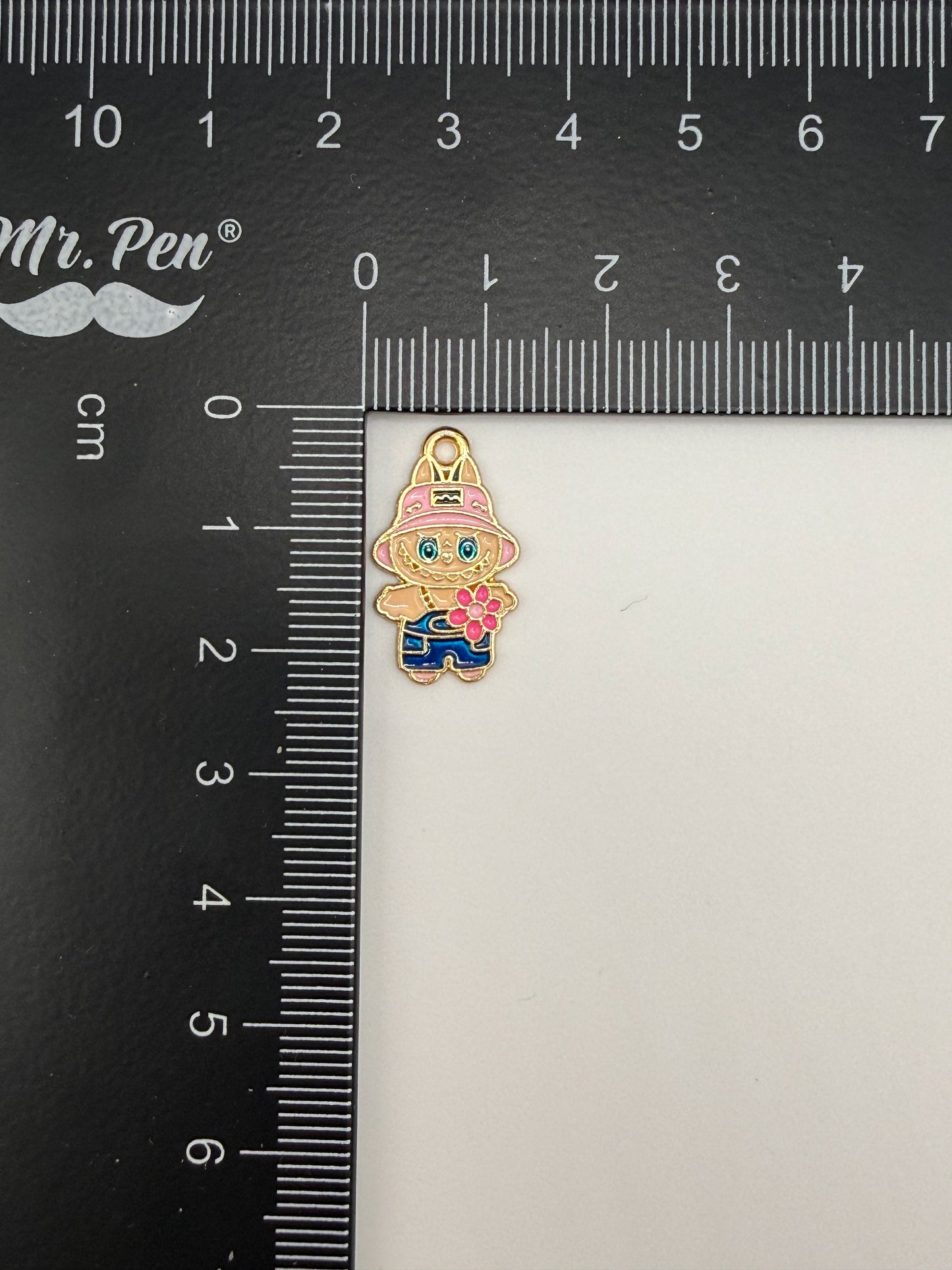 Pink Hat Labubu Gold Metal DIY Charm set