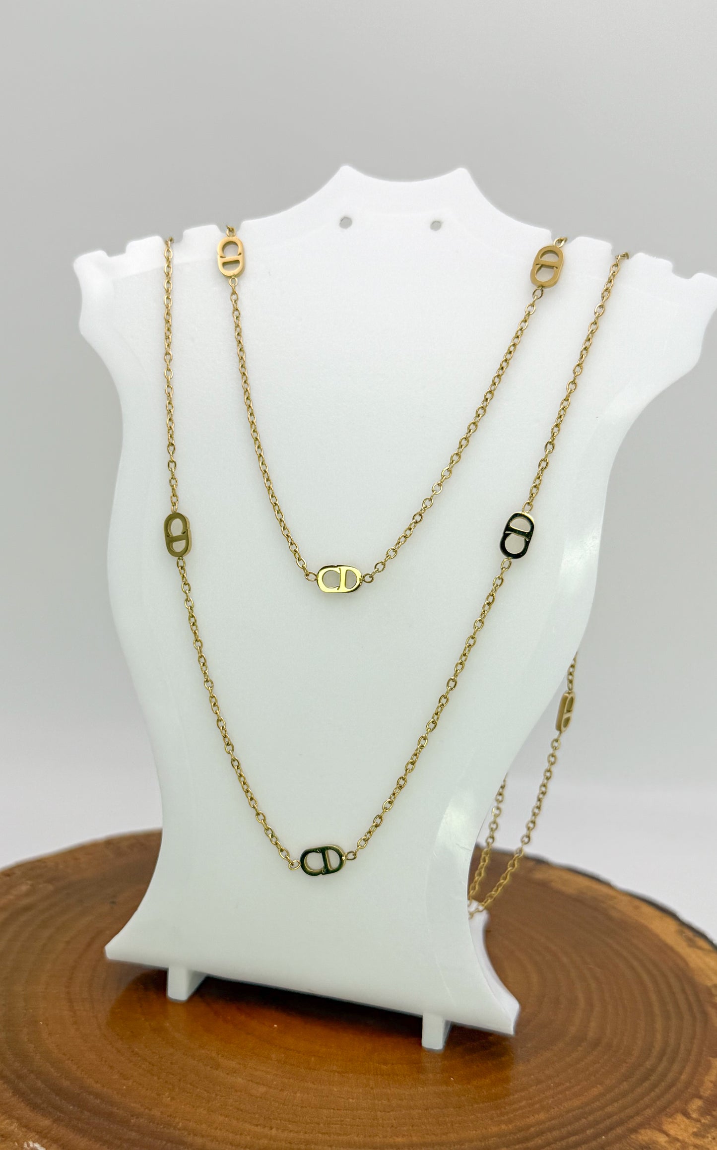 CD Designer Gold Double Layered Necklace