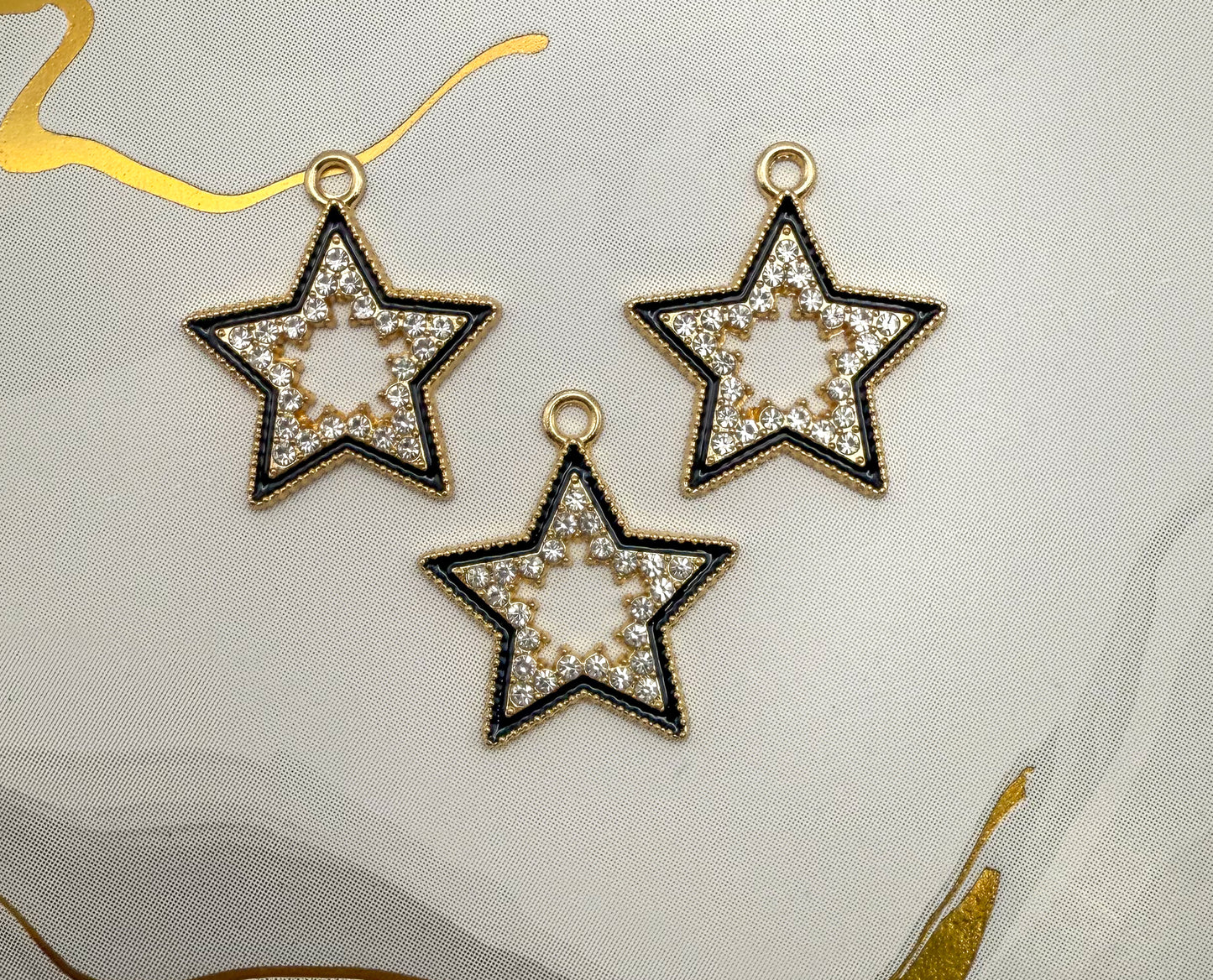 Gold & Black Bling Star DIY Charms