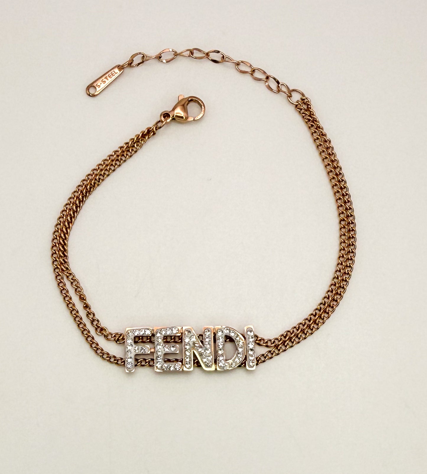 Rose Gold Fendi Designer Adjustable Bracelet