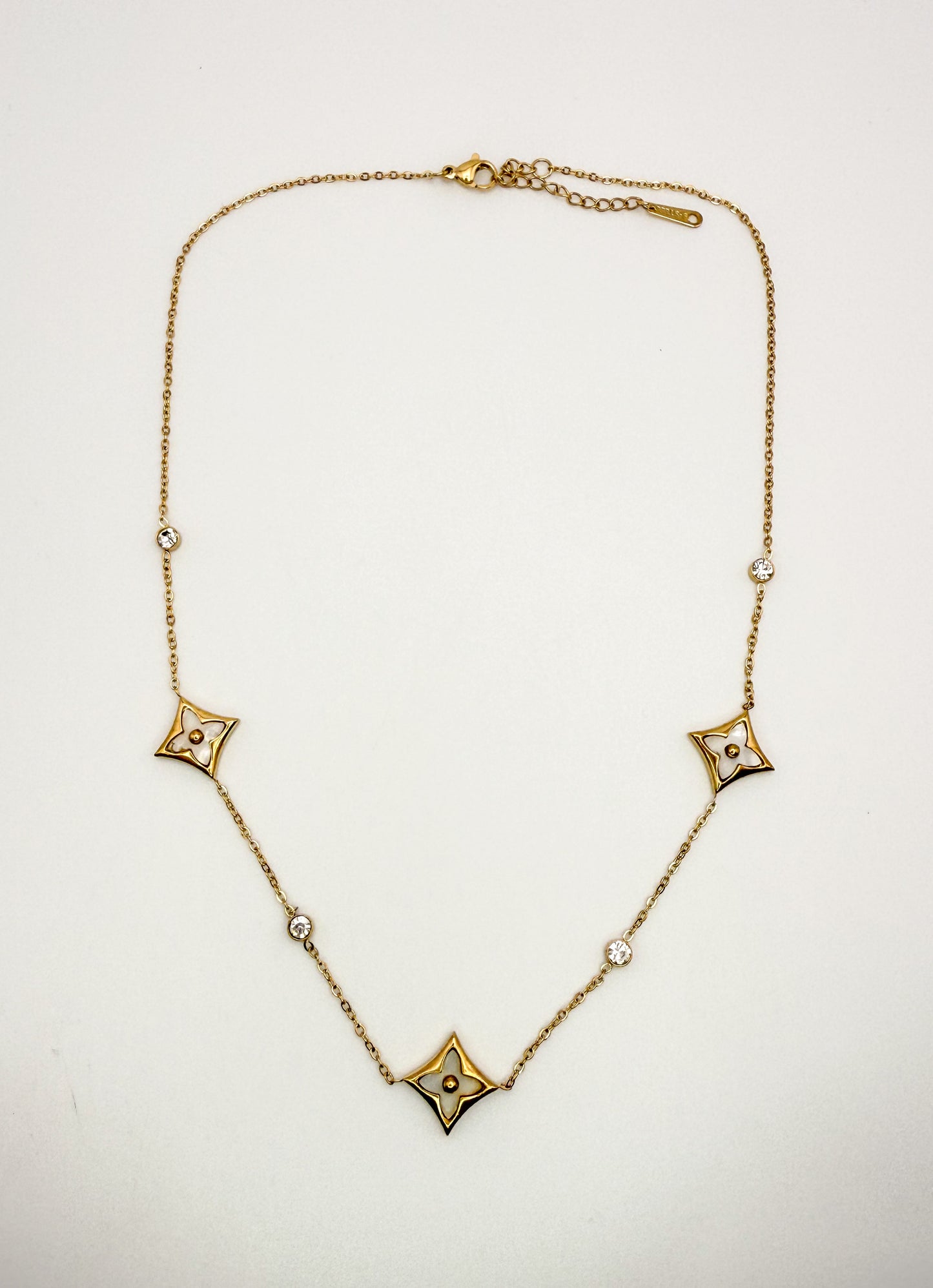 LV Logo Designer Gold Stainless Steel Necklace