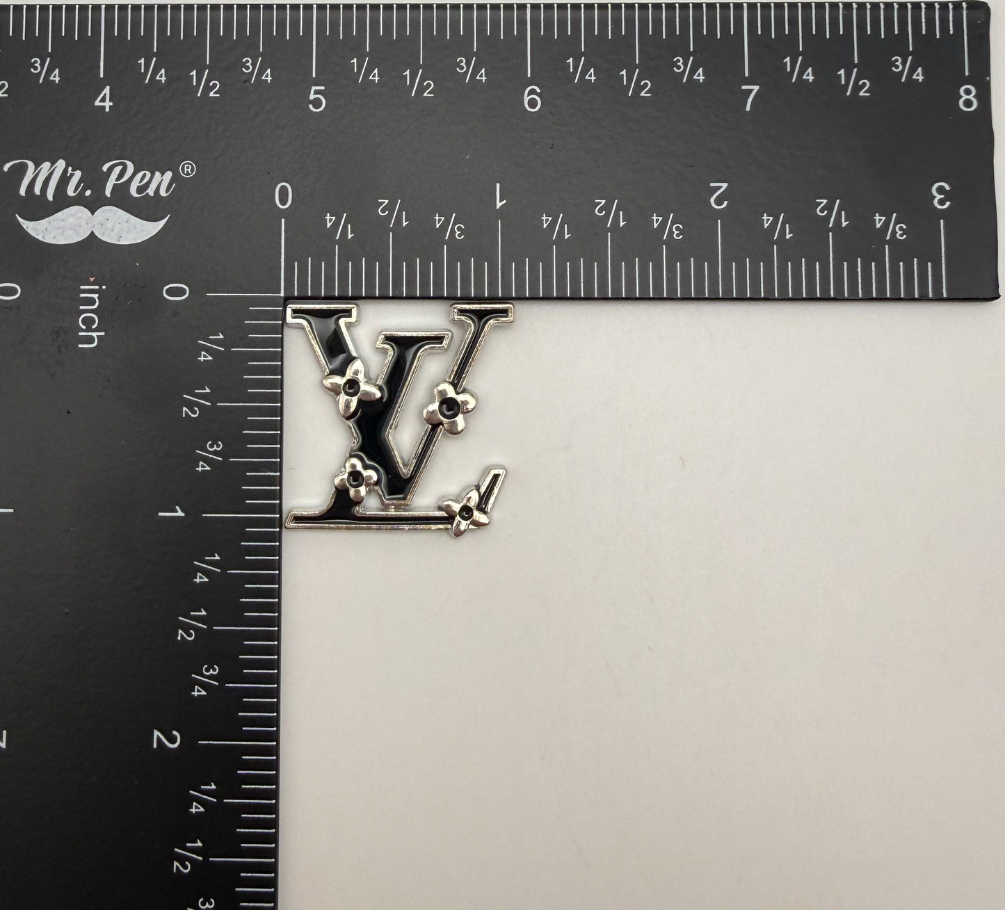 Silver Black Enamel LV DIY Metal Charm
