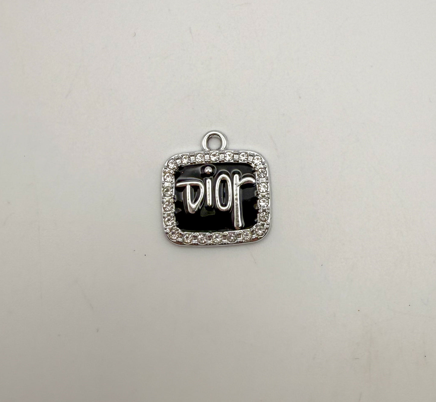 Silver & Black Dior Designer Rectangle Metal DIY Charms
