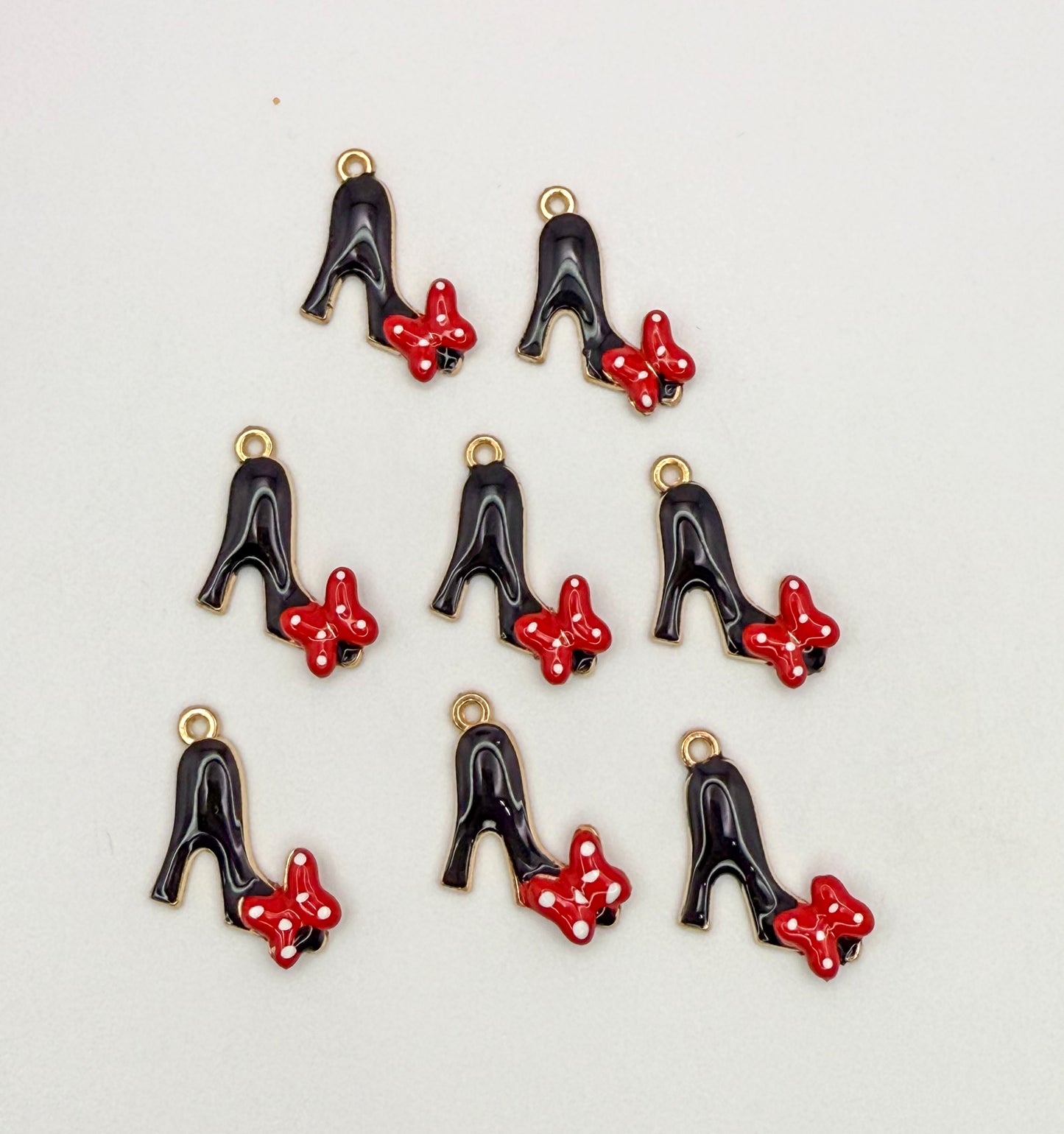 Gold Black High Heel with Red Bow DIY Charms