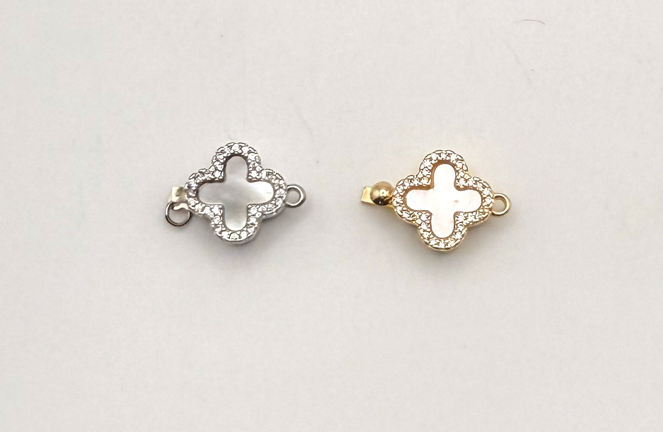 Mother of Pearl Clover Closure Clasp For Jewelry Making