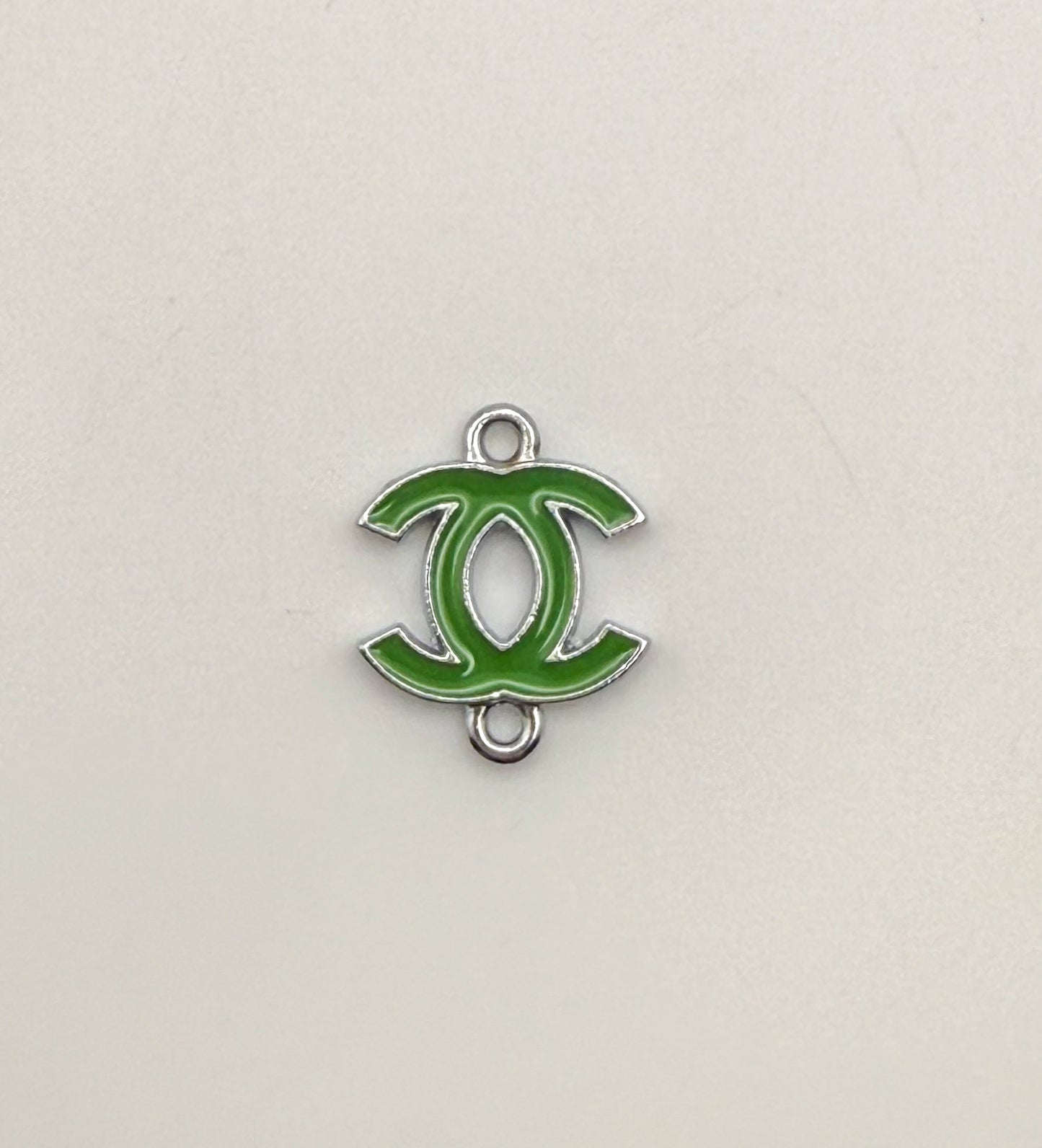 Colorful Enameled Silver CC Designer Connector Metal Charms