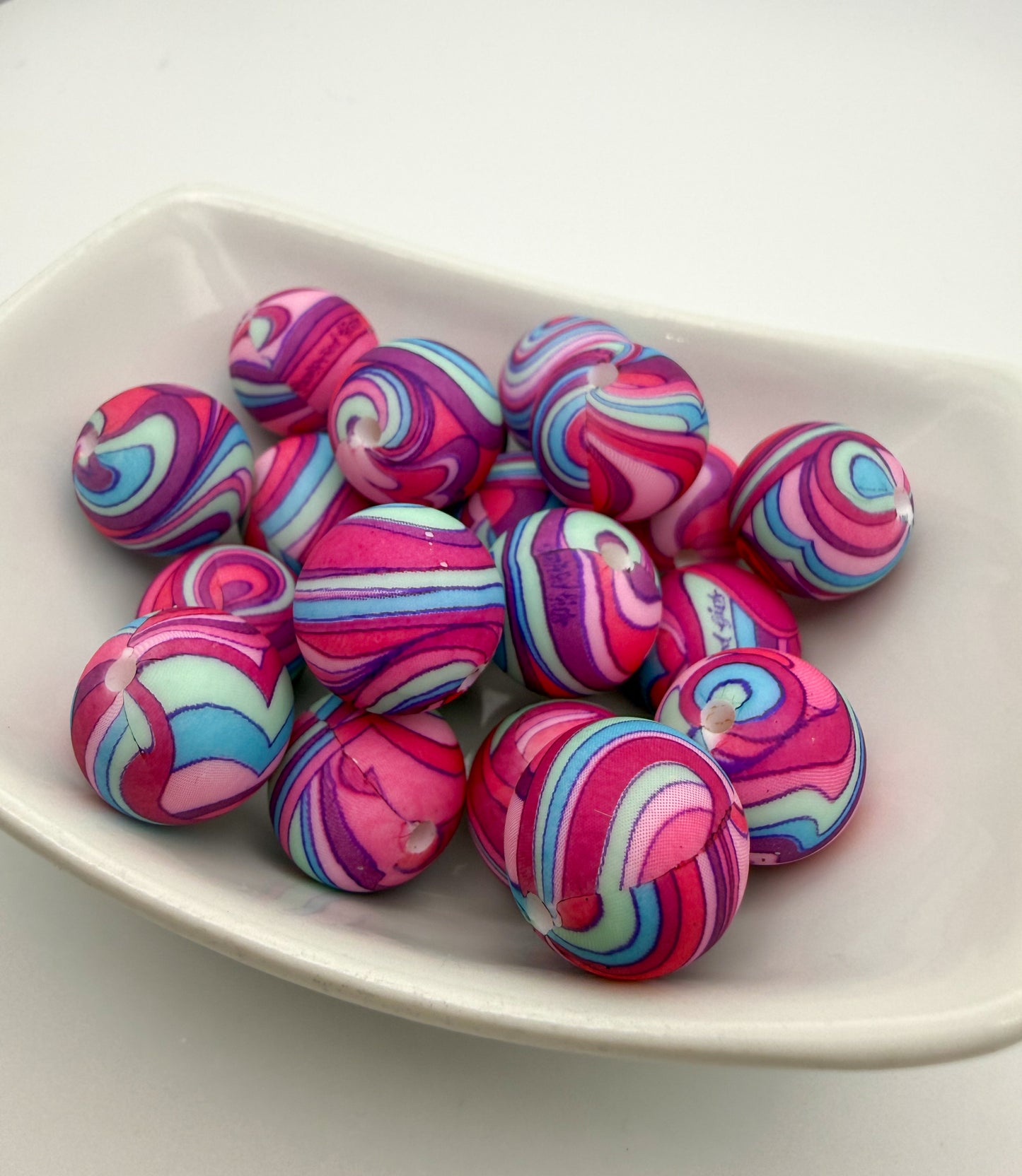 70s Style Flower Child Silicone Printed DIY Pen Keychain Beads