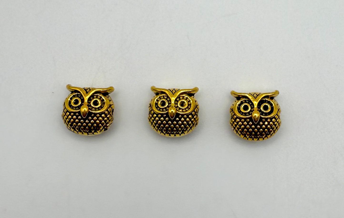 Gold & Silver Owl Spacer Charm Beads