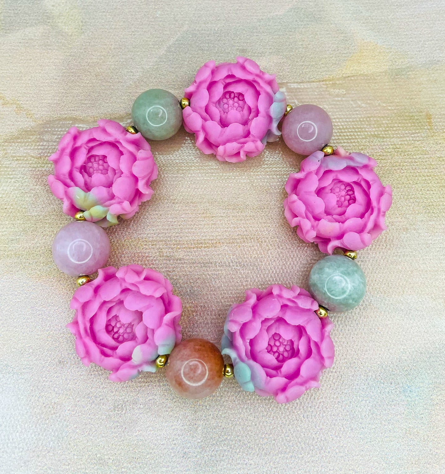 YanYuan Agate Powder Pressed Statement Bracelets