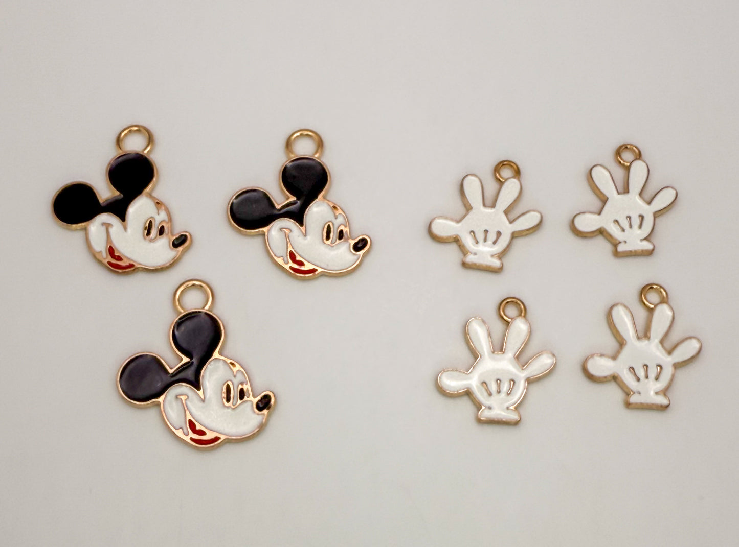 Mickey Head & Mickey Hand DIY Gold Metal Charms