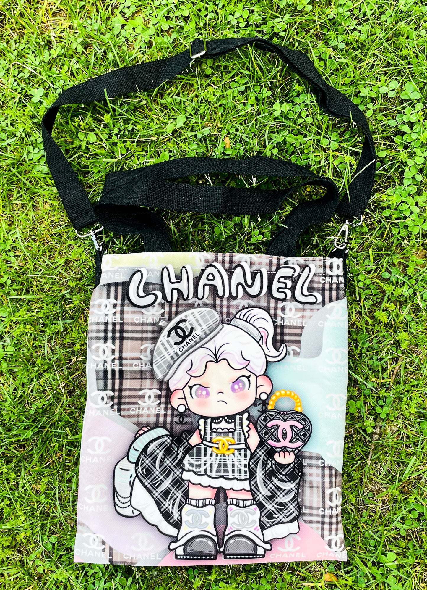 Pop Mart’s Dora Chanel Two Sided Tote Bag with Long Adjustable Strap for Crossbody Wear & Shoulder Strap