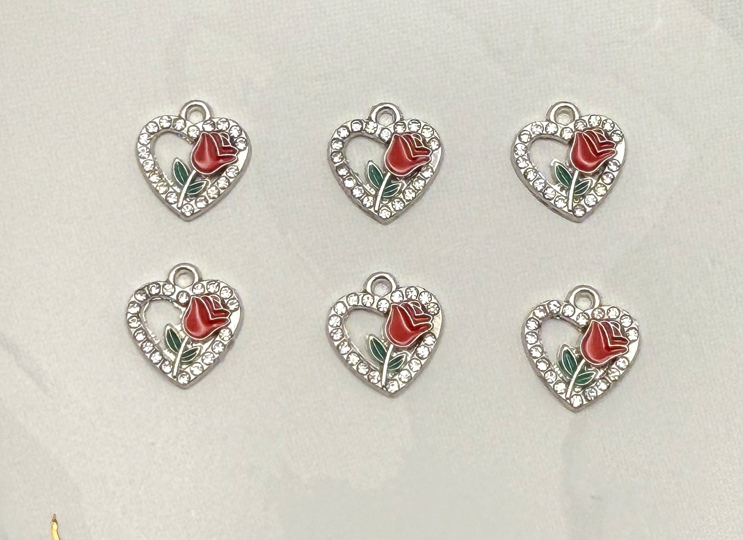 Silver Heart of Roses DIY Metal Charm Set