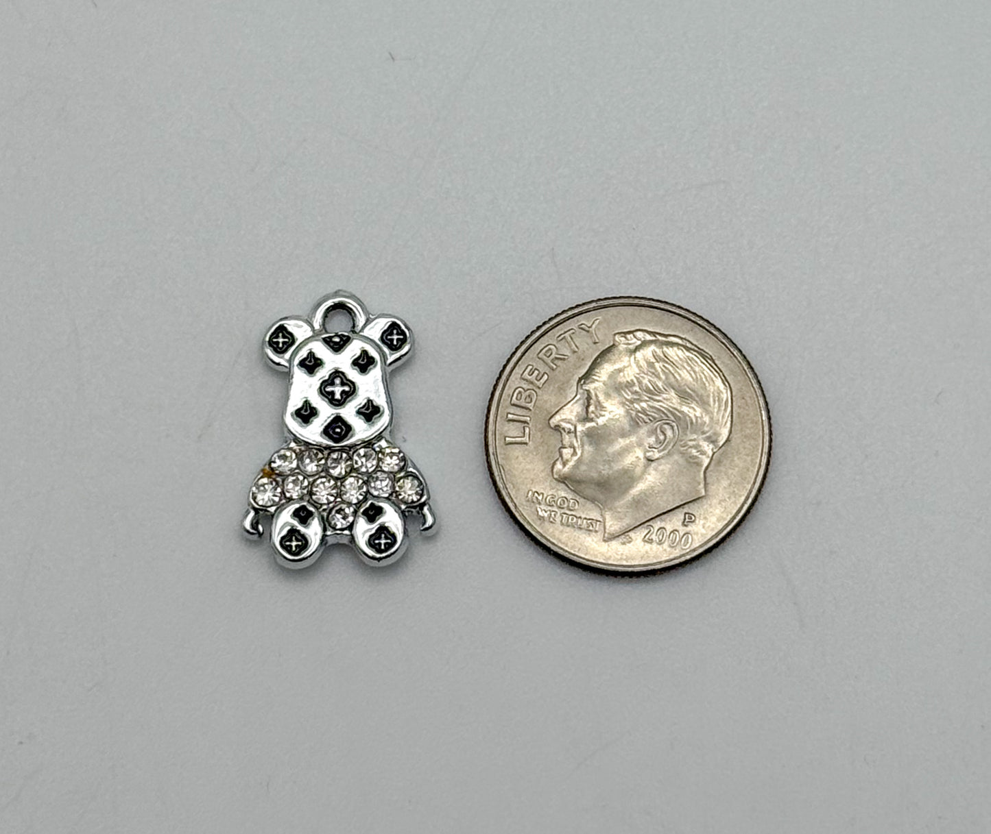Silver LV Inspired Bear DIY Metal Charm