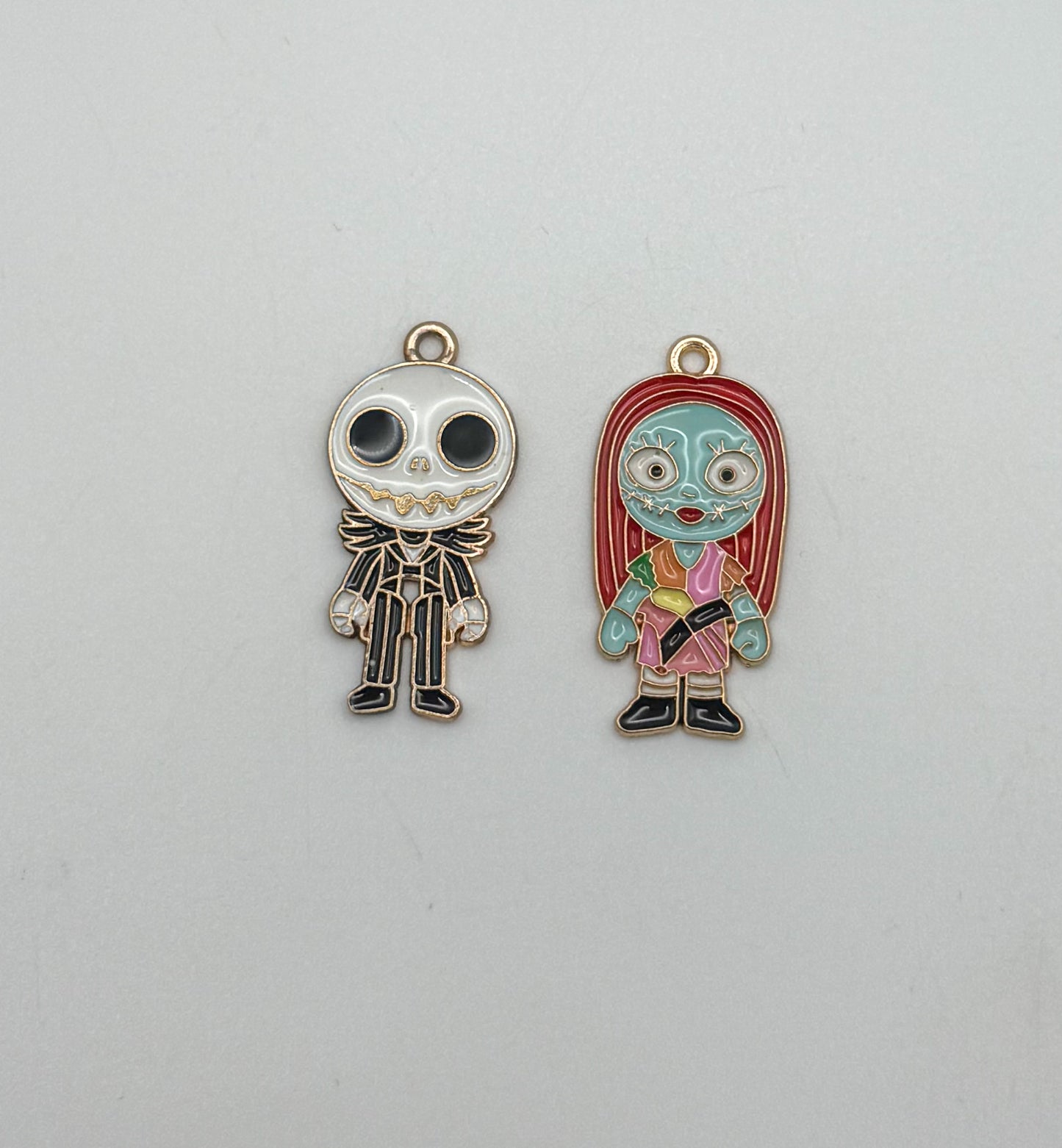 Nightmare Before Christmas Jack & Sally Gold DIY Metal Charms