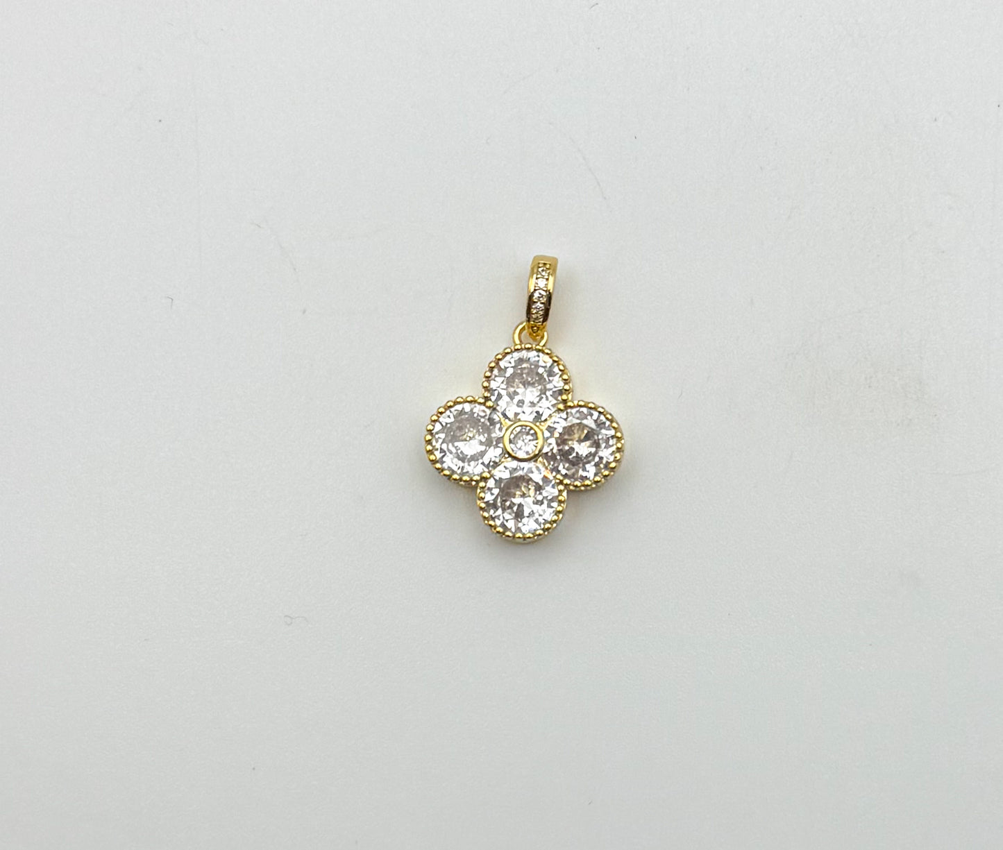 Gold Clover Design with Zircon DIY Pendant