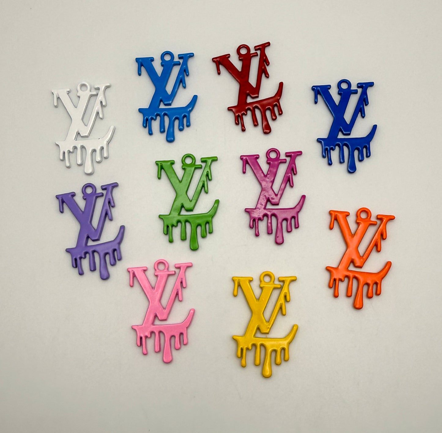 Dripping LV Designer Colorful Enamel Metal DIY Charms