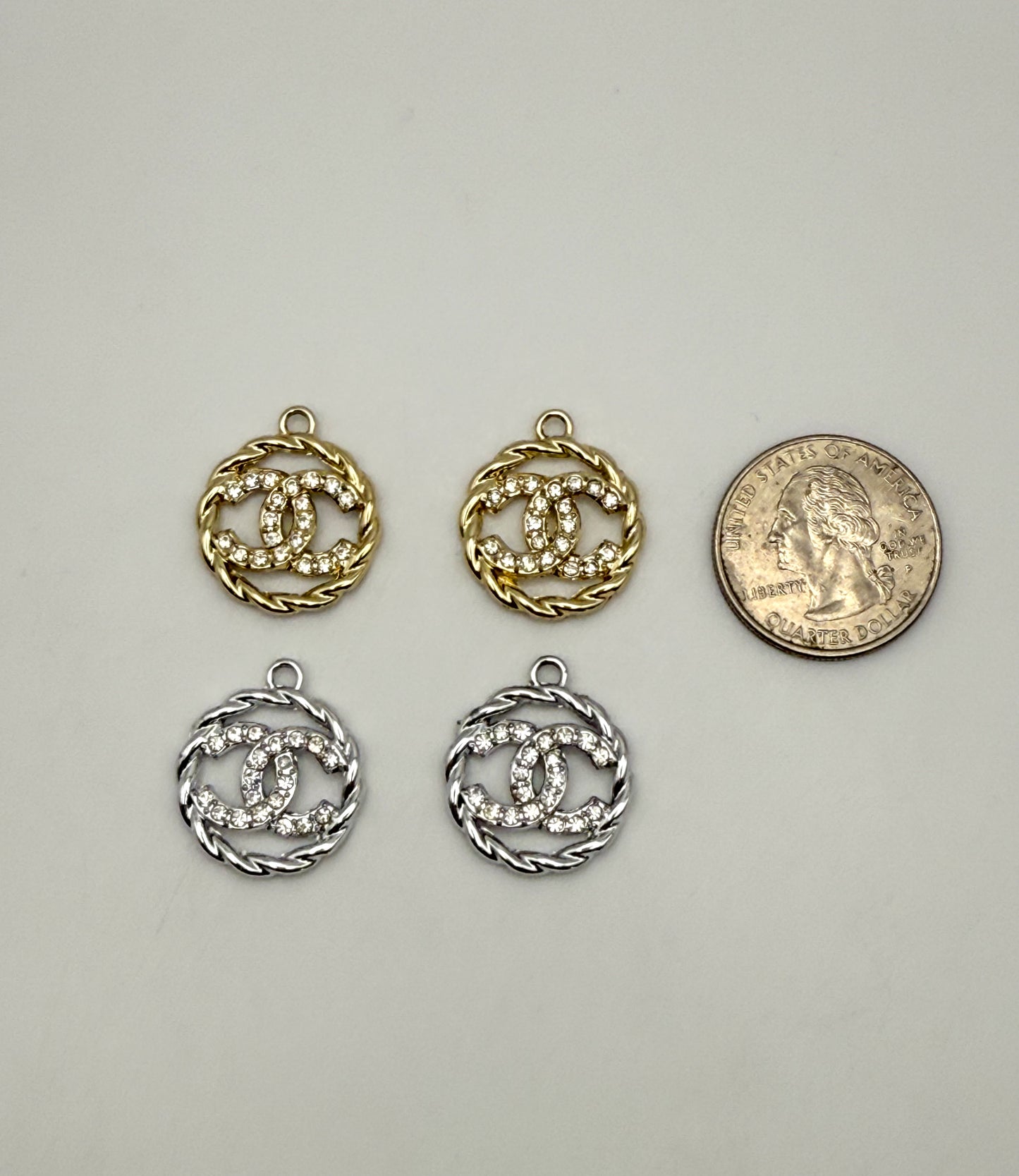 Twisted Round CC Designer Gold and Silver DIY Charms