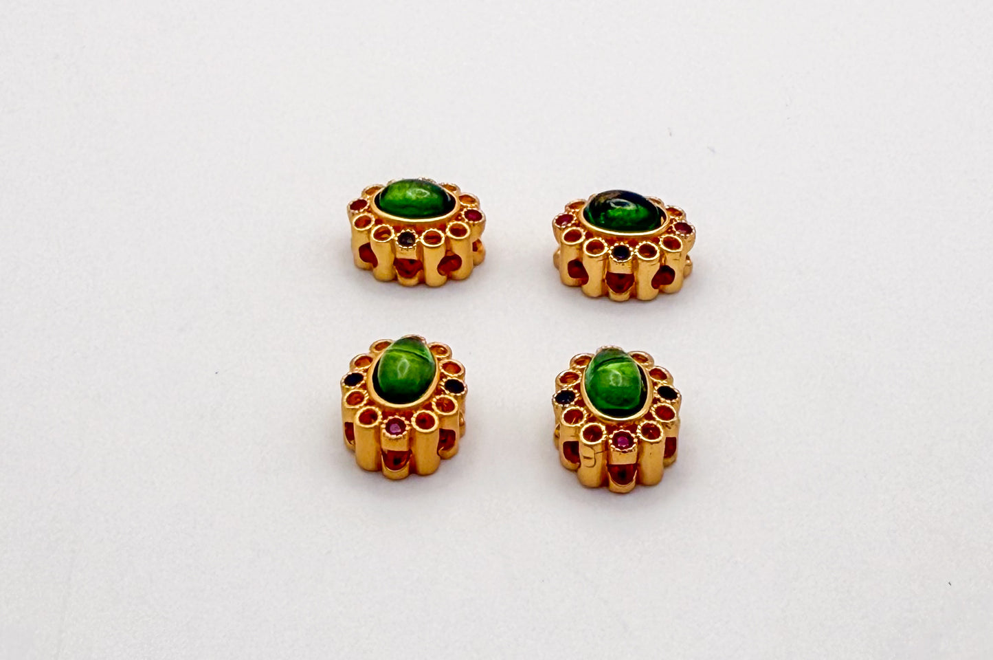 Green Cat’s Eye Gold Spacer Beads