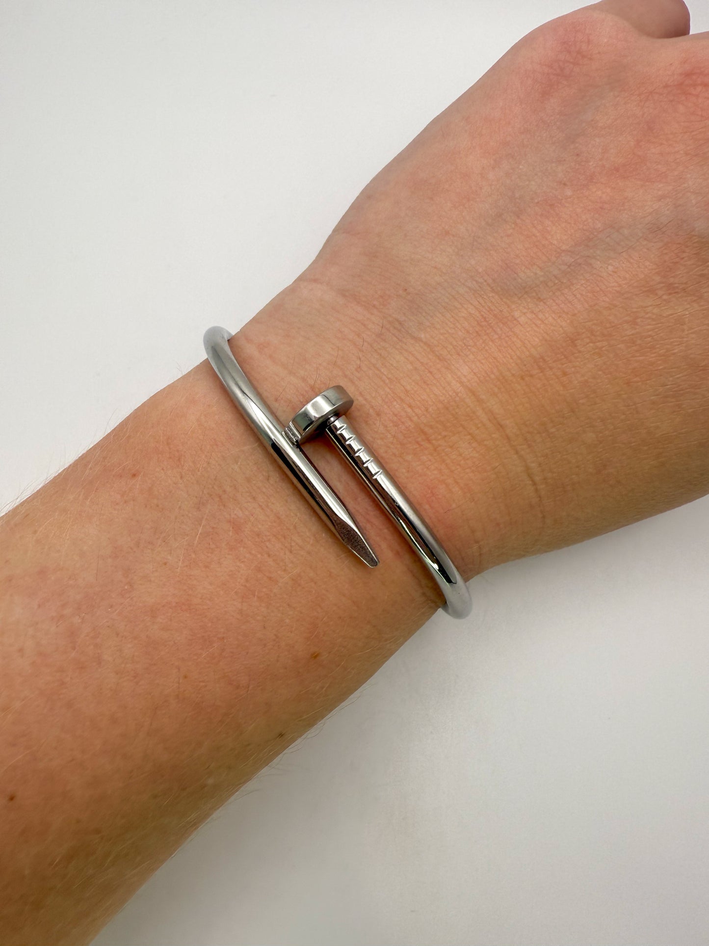 Silver Nail Bangle Bracelet