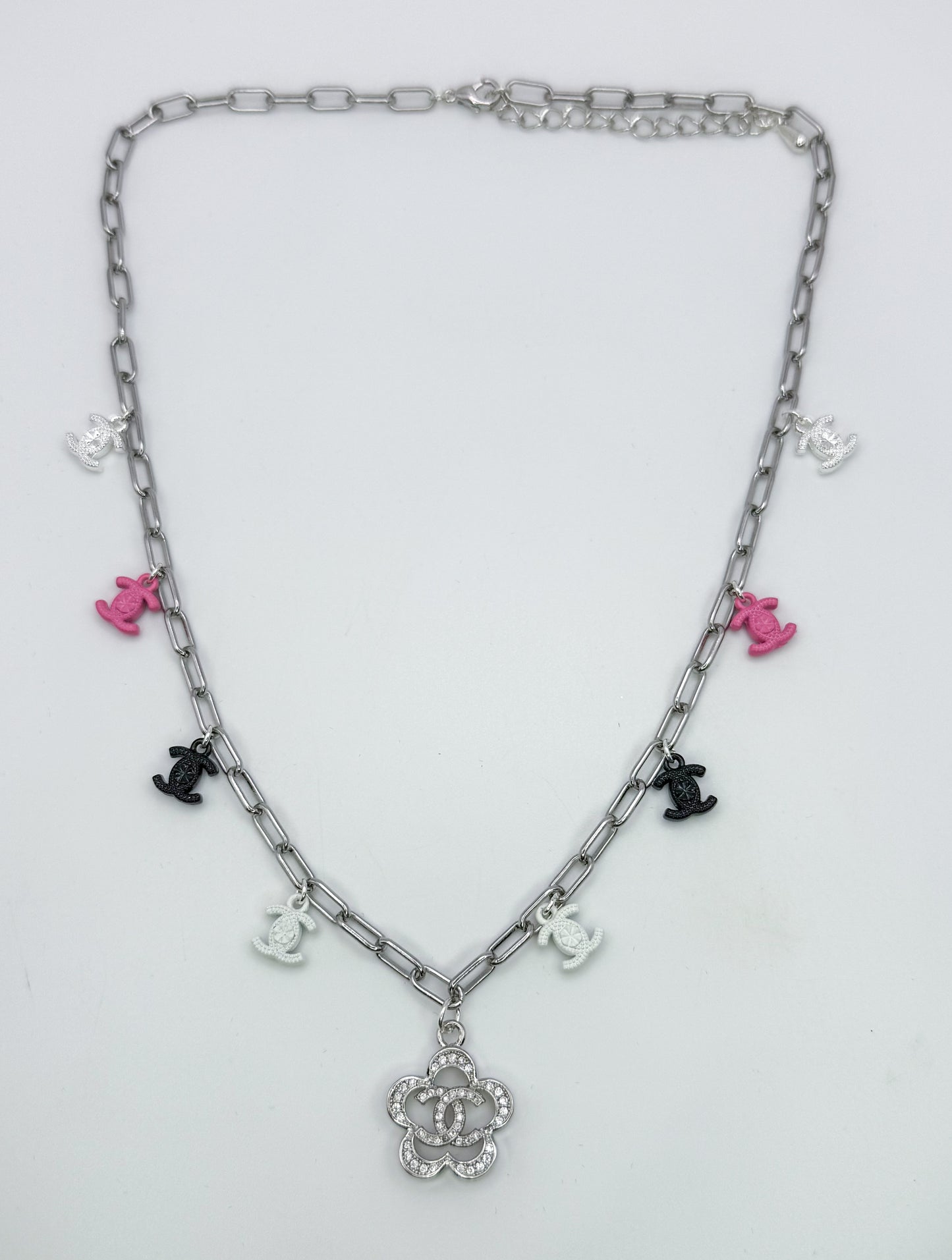 Silver CC Designer Charm Necklaces