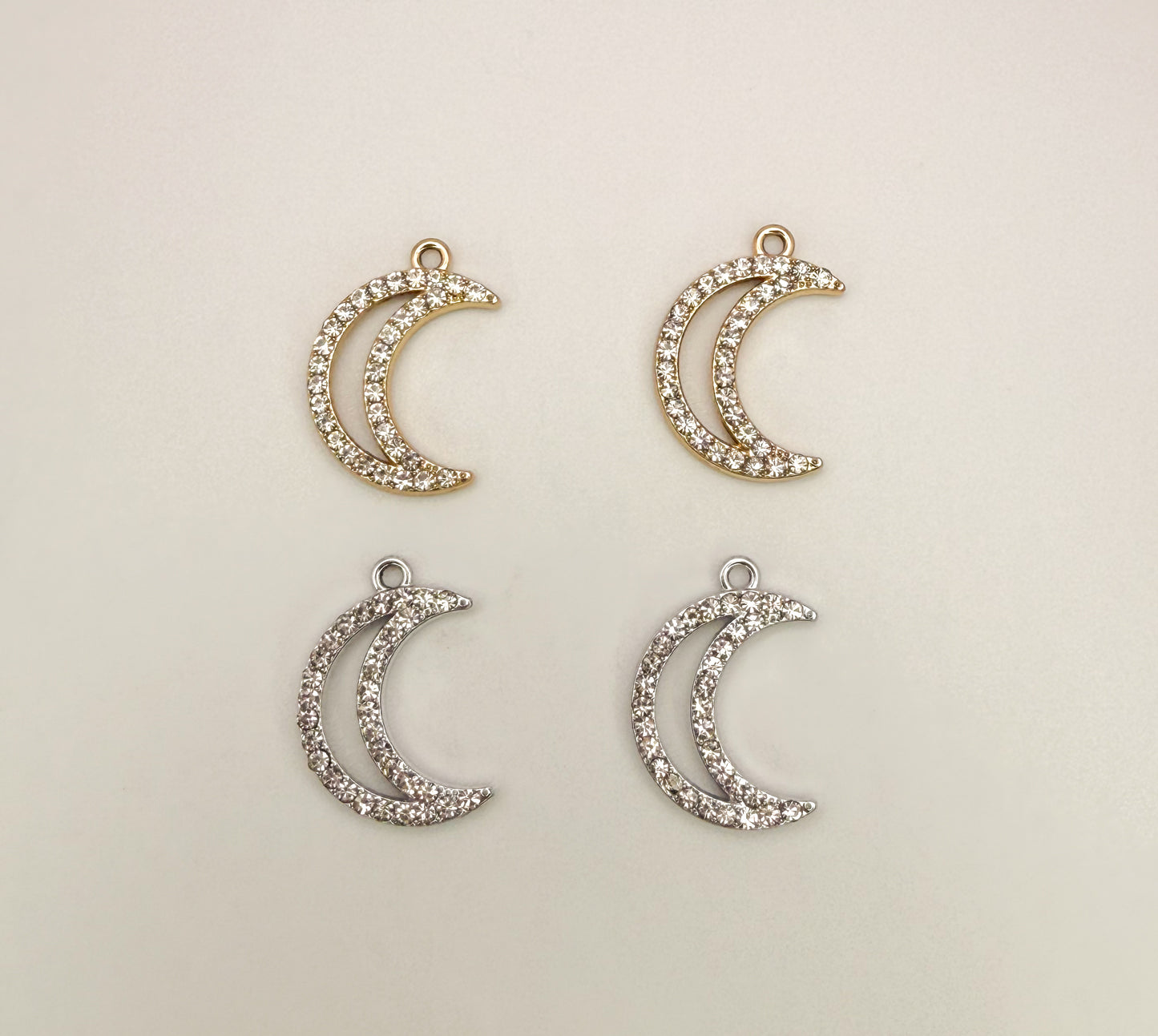 Hollow Crescent Moon Bling Charm