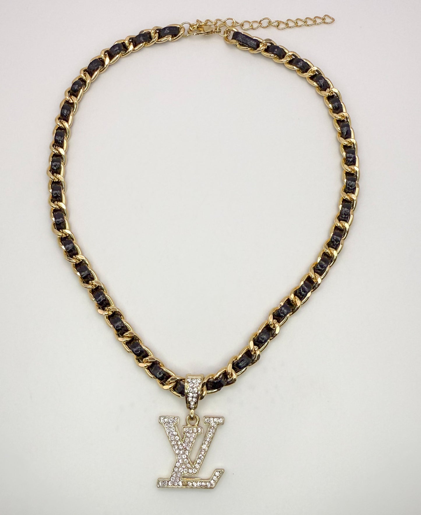 Bold n Gold LV Designer Leather Weaved Necklace