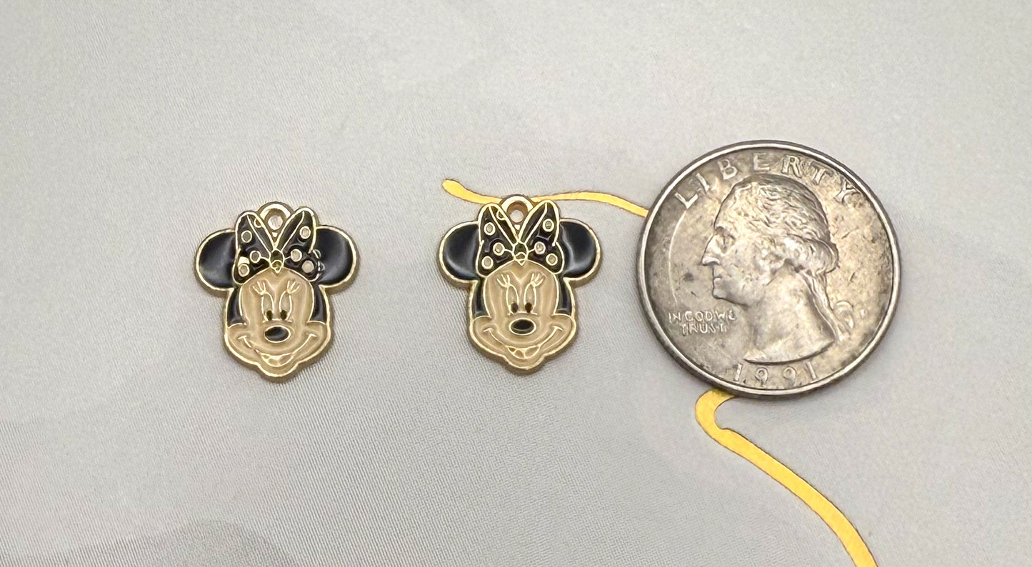 Gold Minnie Head DIY Metal Charms