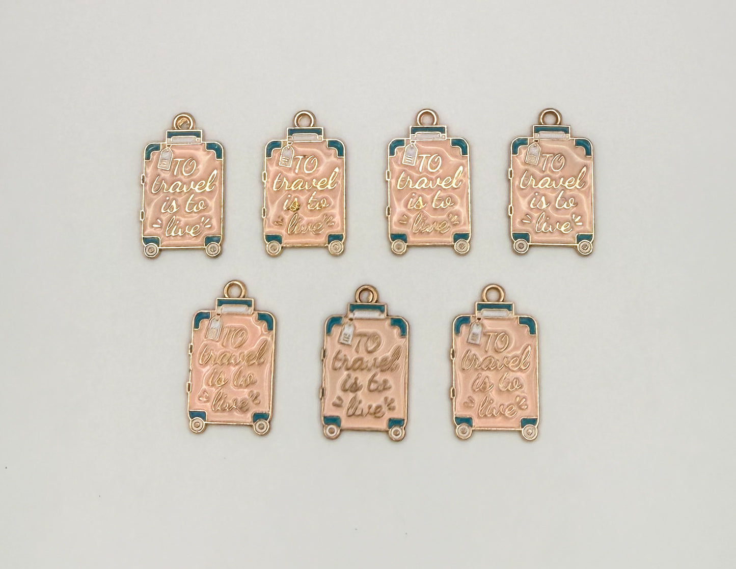‘To Travel is to Live’ Pink and Gold base Suitcase DIY Charms