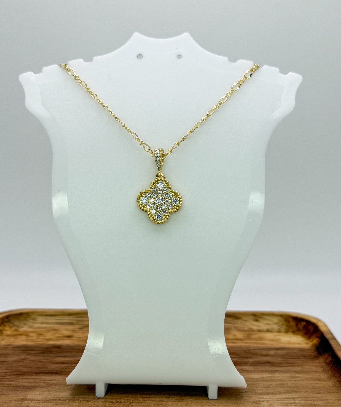 Sparkling Gold Clover Necklace