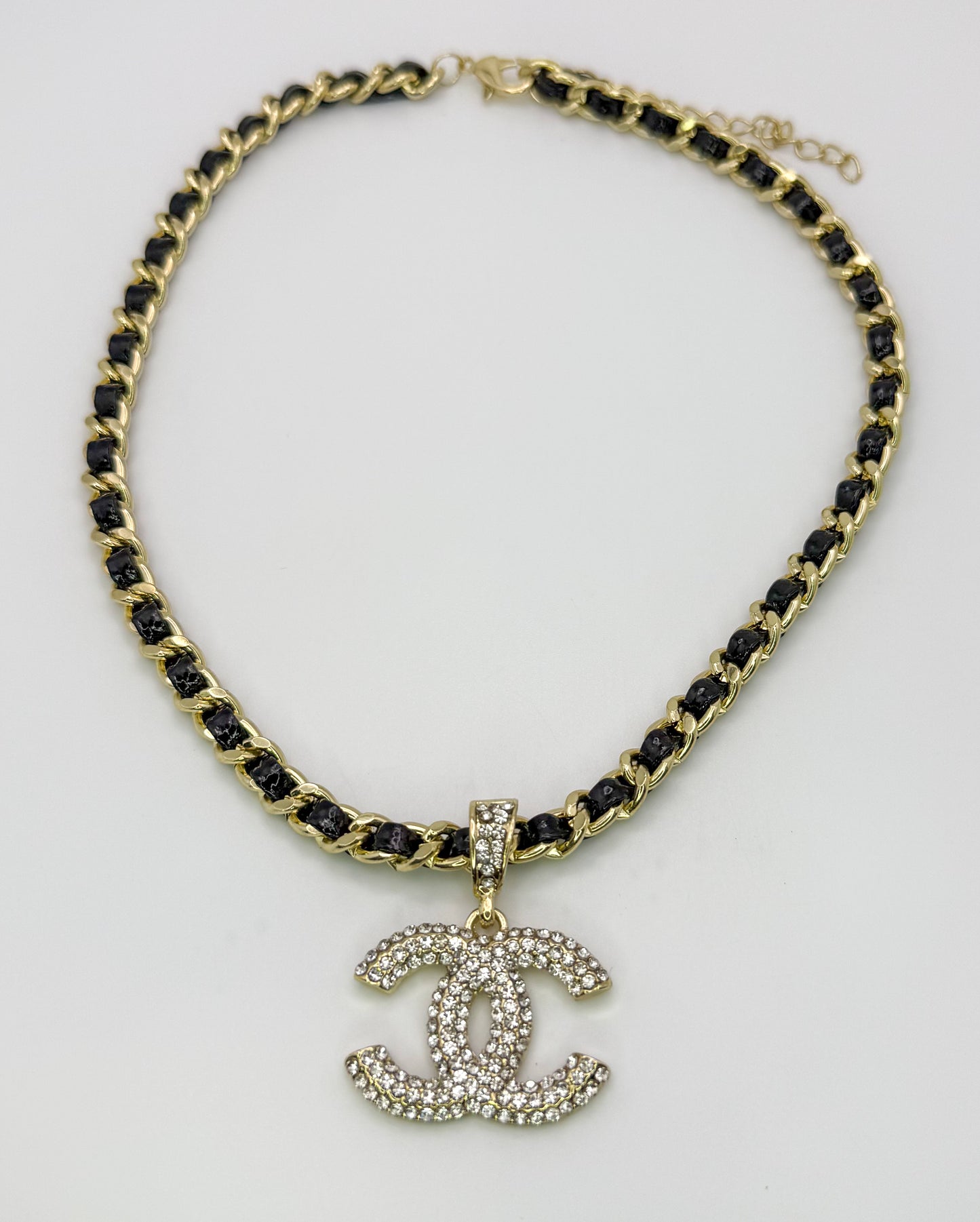 Bold n Gold CC Designer Leather Weaved Necklace