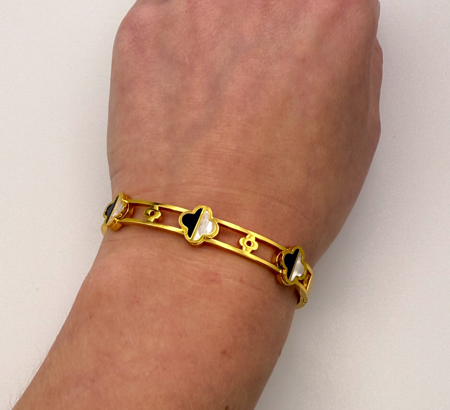 Gold Stainless Steel LV Designer clover Bangle Bracelet