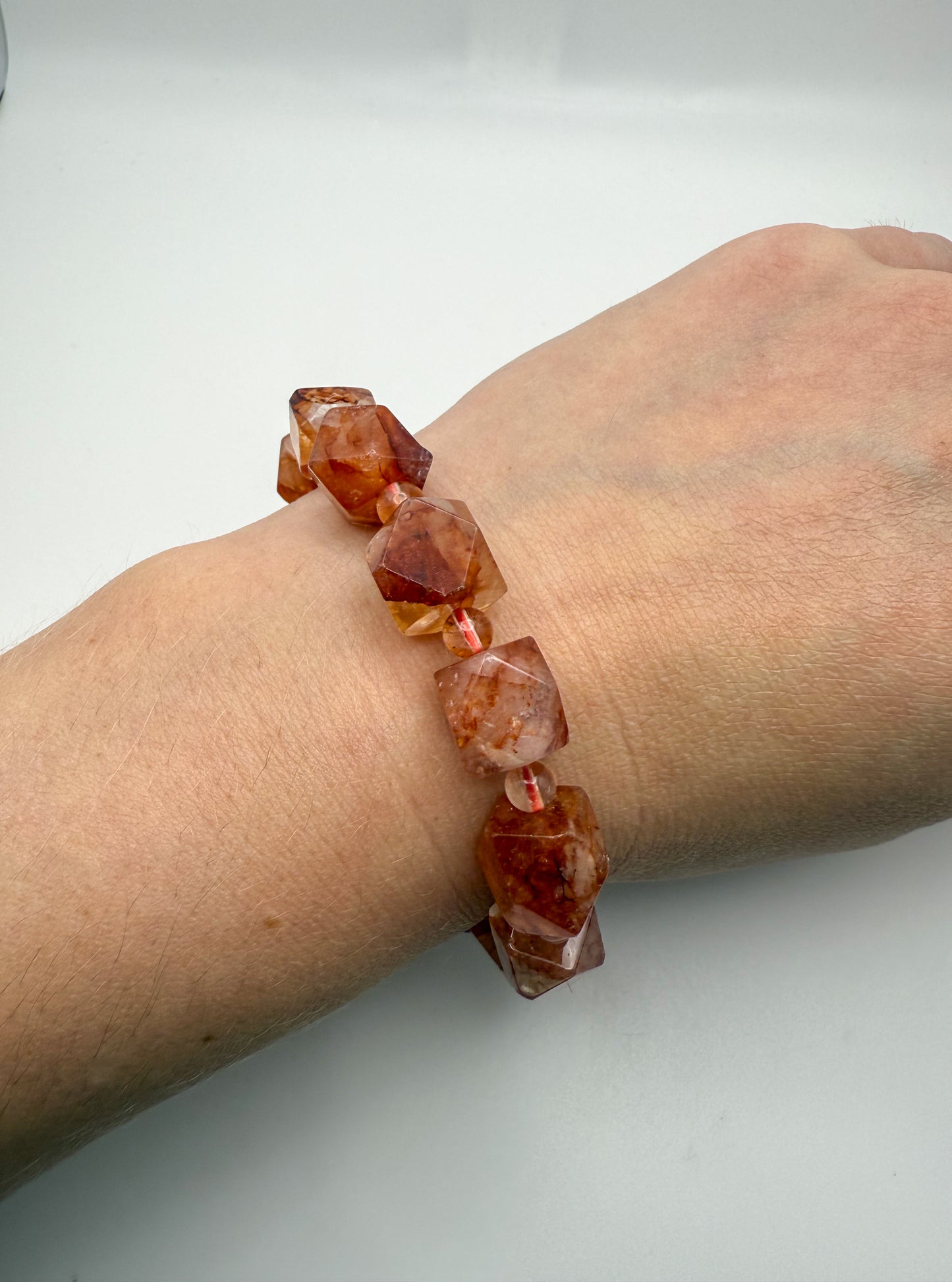 High Quality Fire Quartz Freeform Crystal Beaded Bracelet