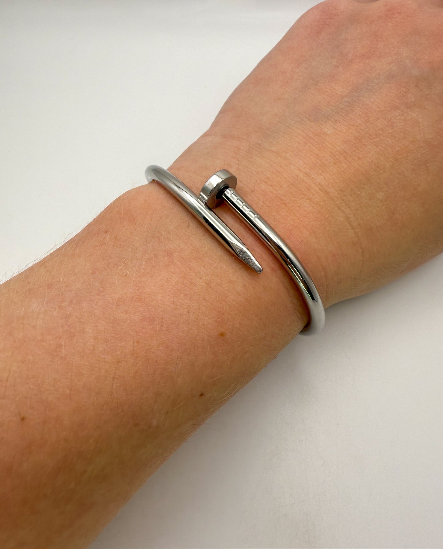 Silver Nail Bangle Bracelet