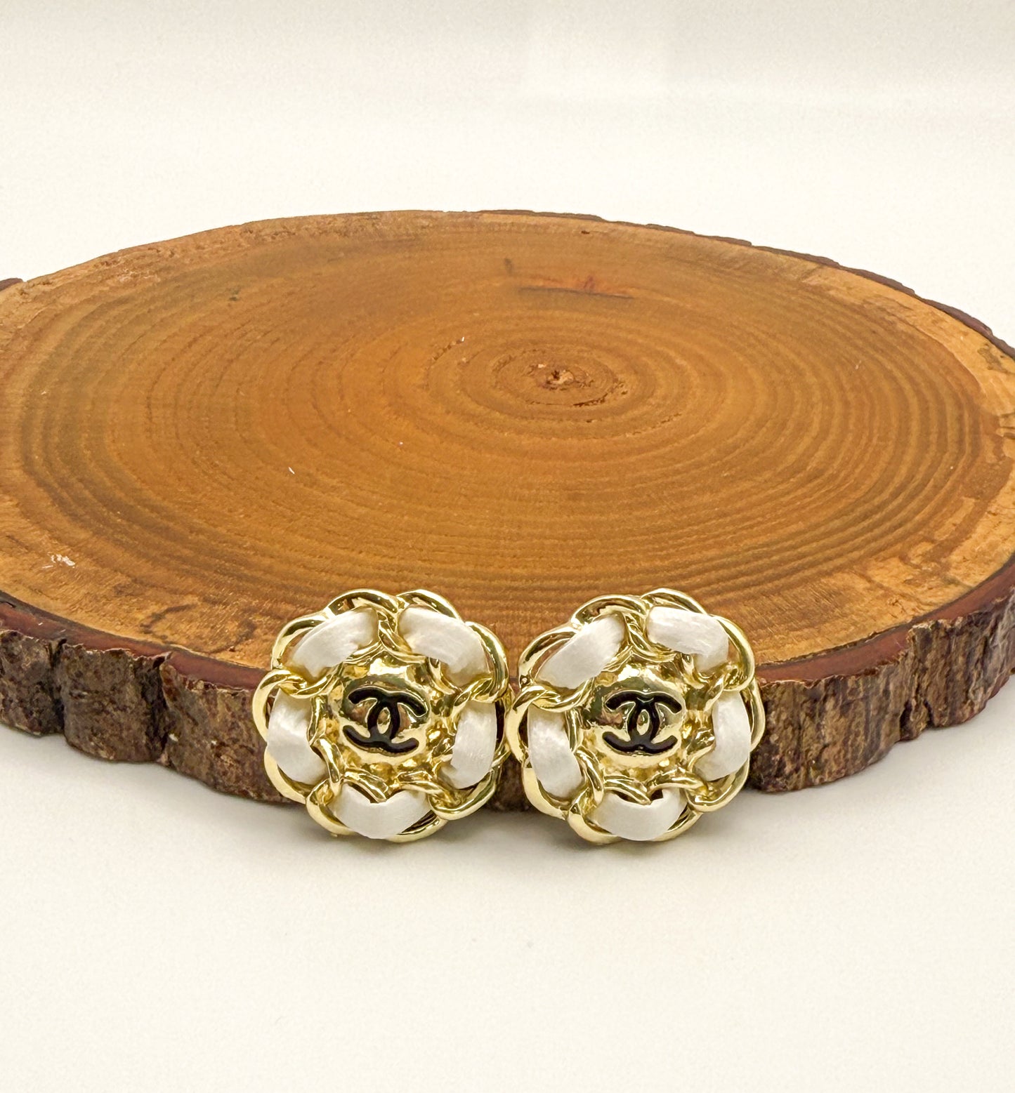 Bulky Gold CC Designer Stud Earrings