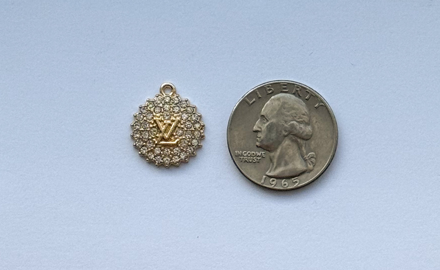 Gold & Silver LV Zircon Covered Fancy Round DIY Charms