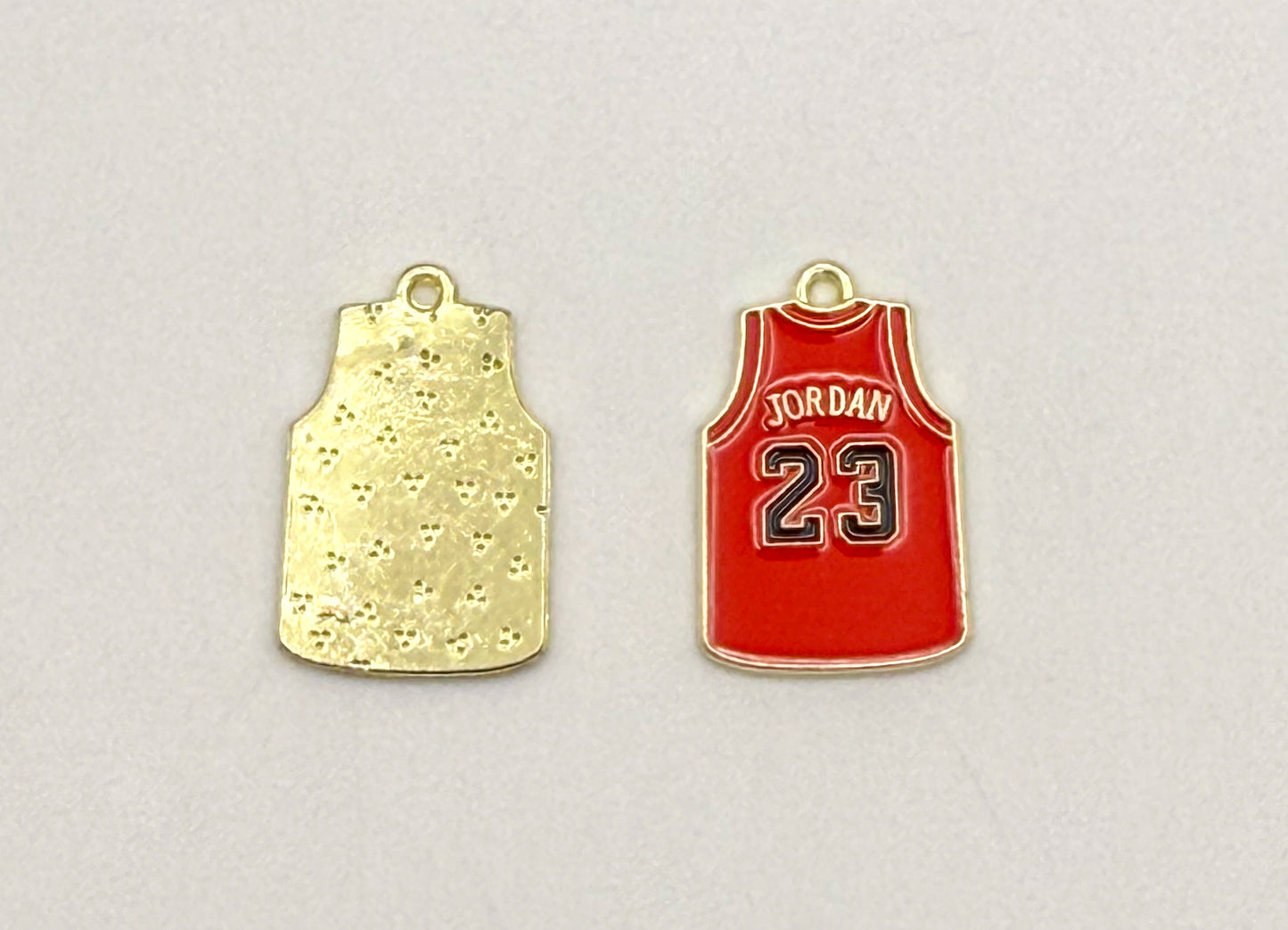 Red Jordan 23 Jersey DIY Gold Metal Charm
