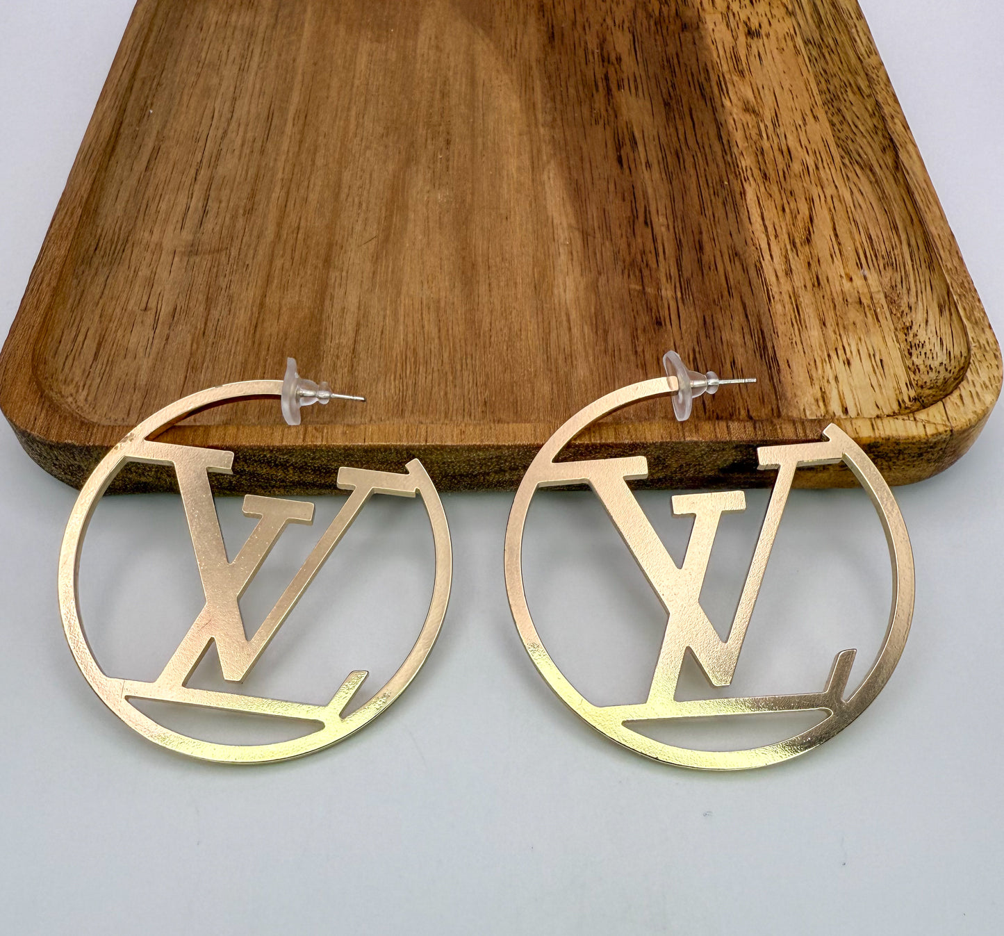 Gold LV Designer Hoop Earrings