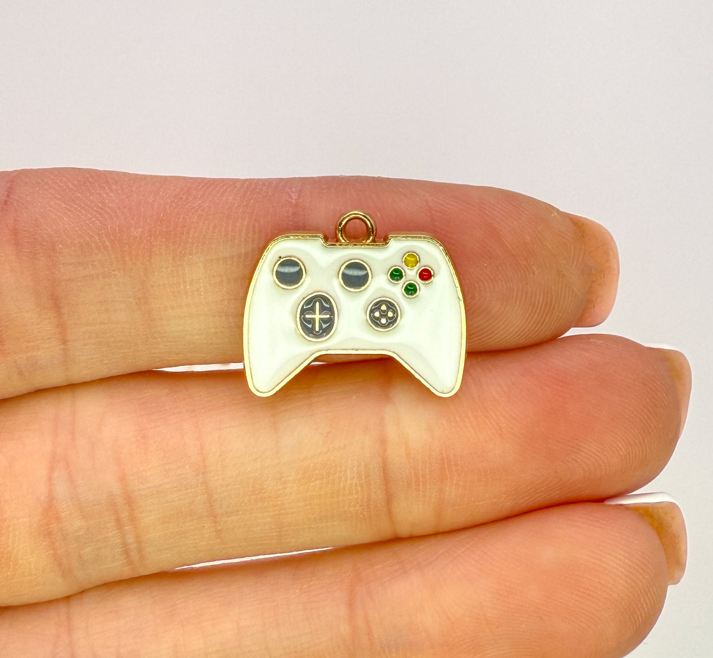 White Xbox Game Controller Gold DIY Charms