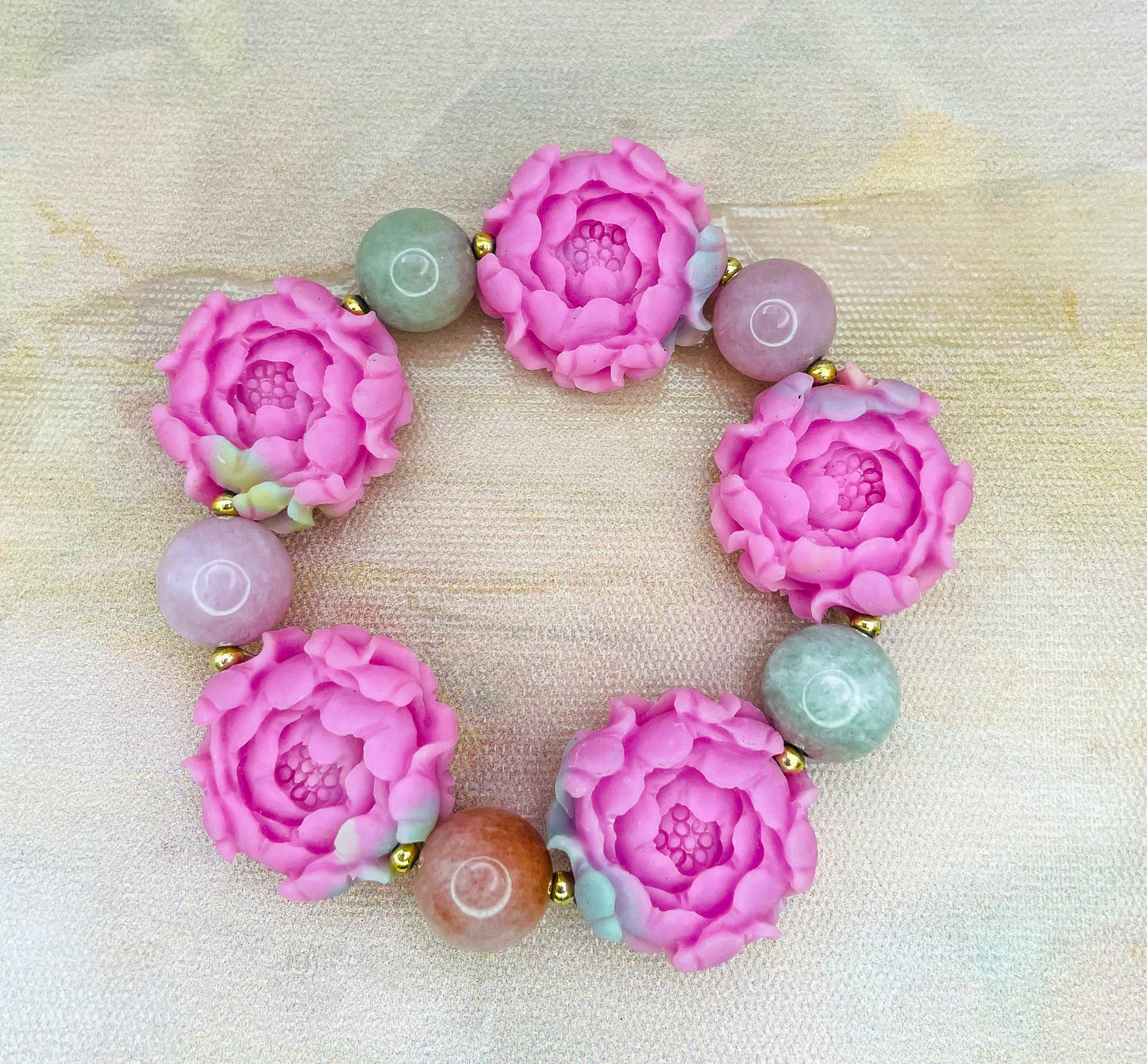 YanYuan Agate Powder Pressed Statement Bracelets