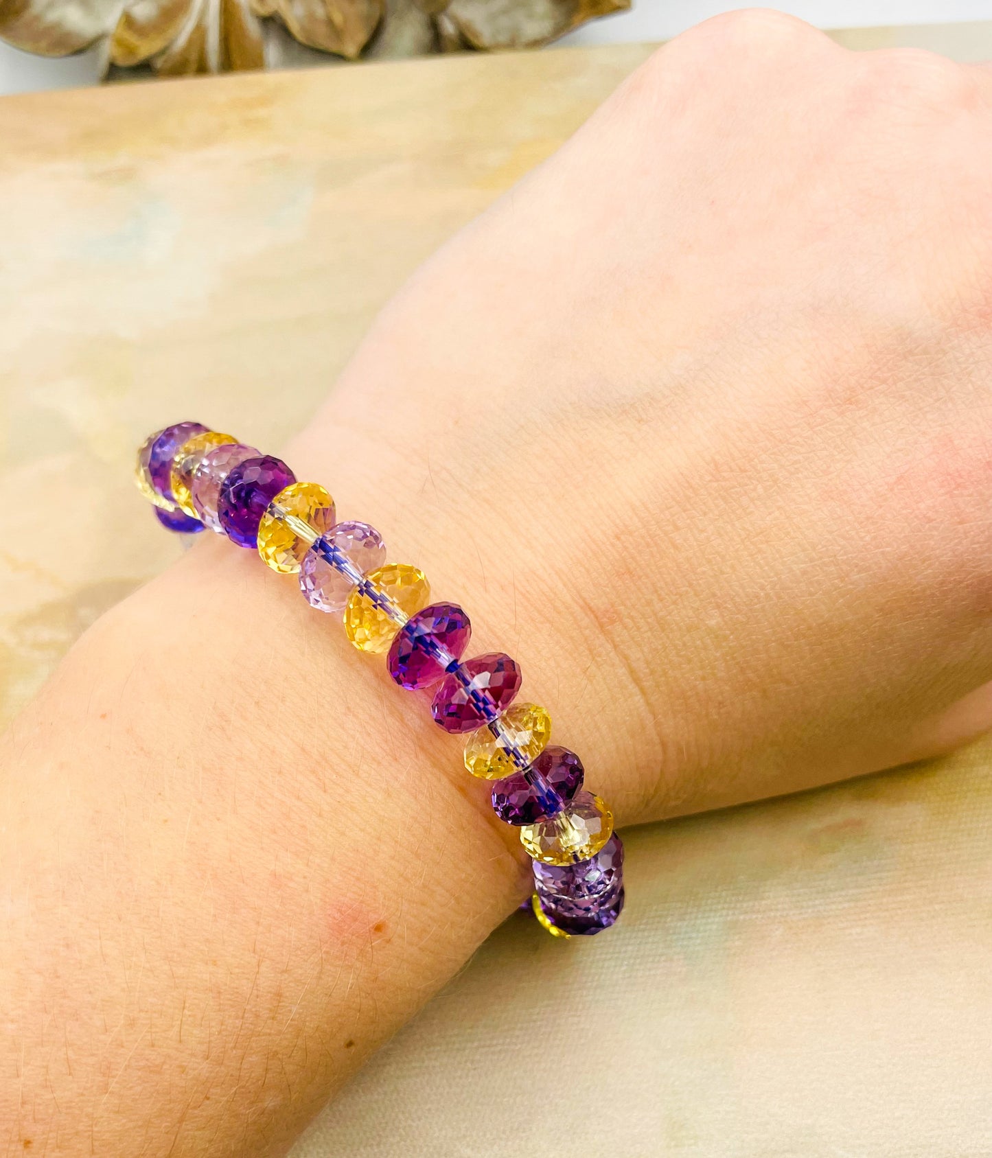 Natural Amethyst, Citrine & Ametrine Crystal Bling Bracelet