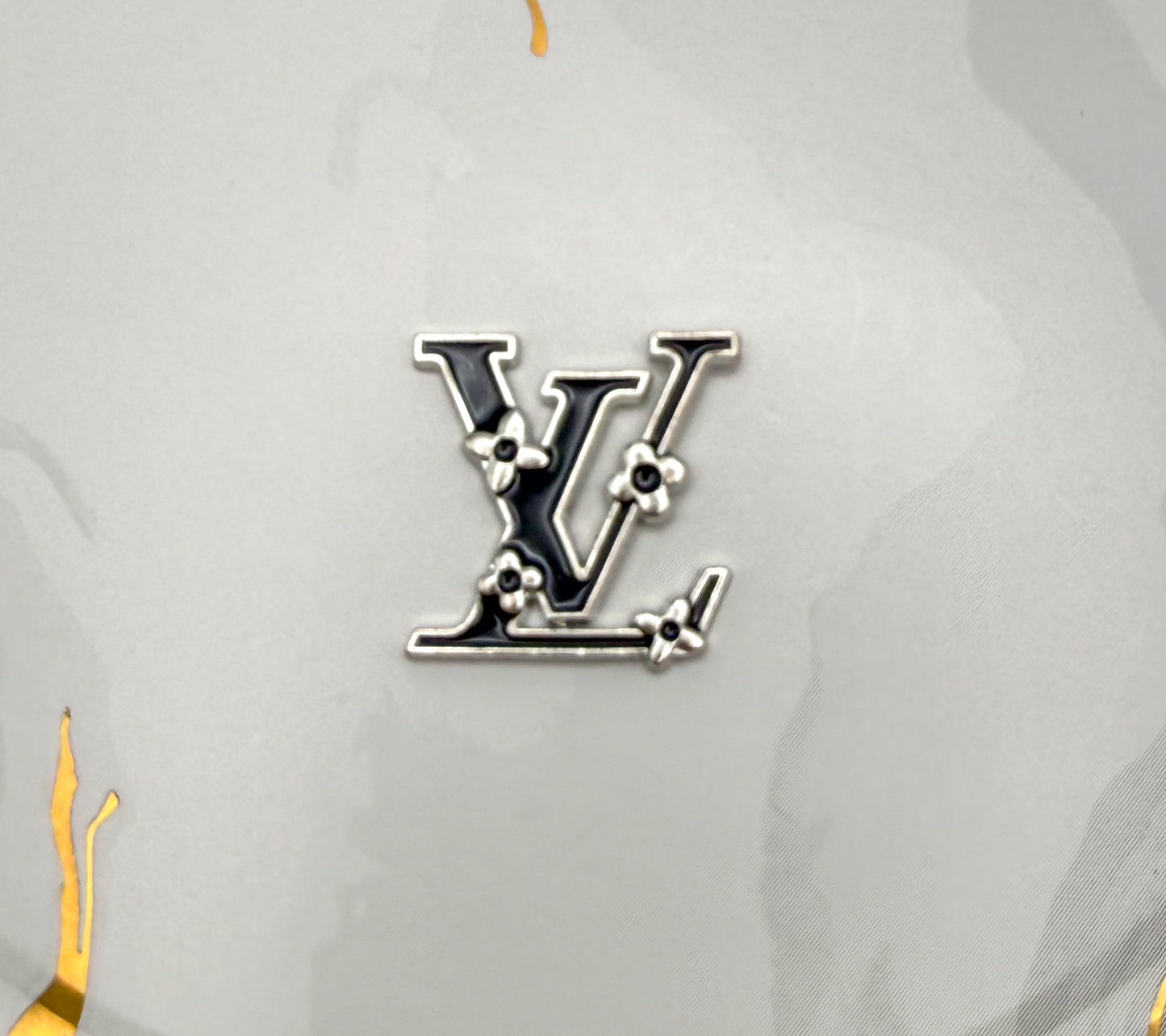 Silver Black Enamel LV DIY Metal Charm